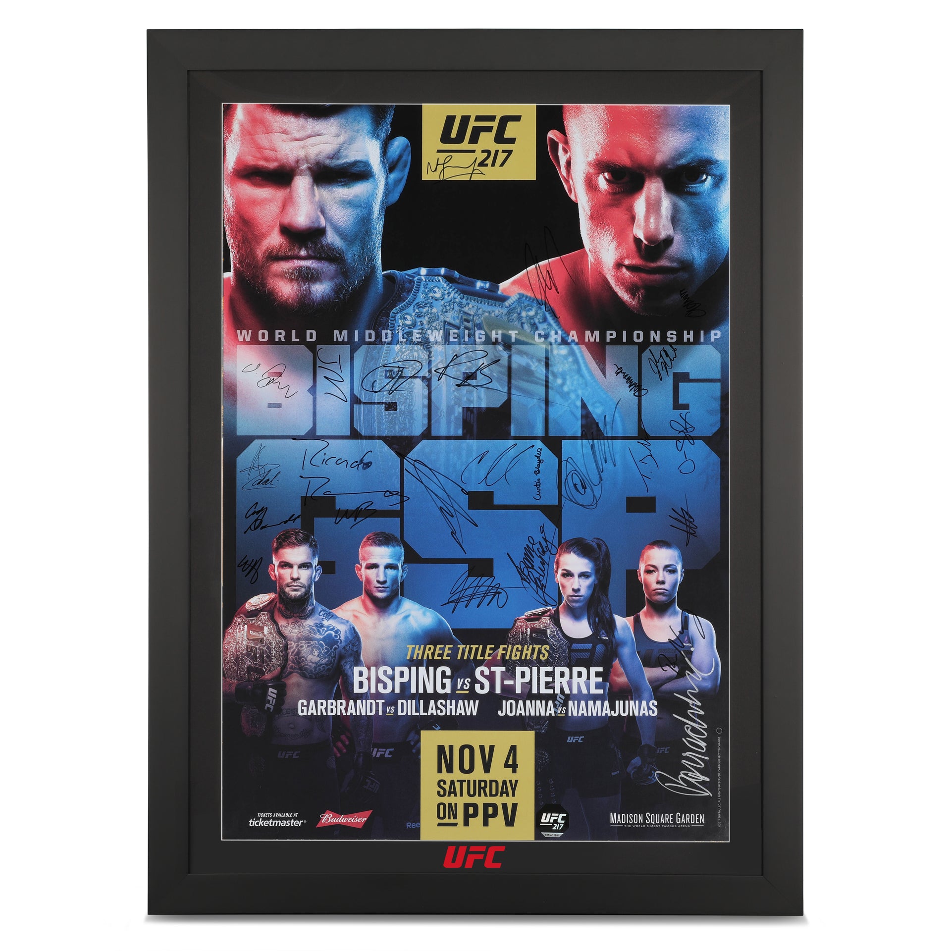 UFC 217: Bisping vs St-Pierre Autographed Event Poster