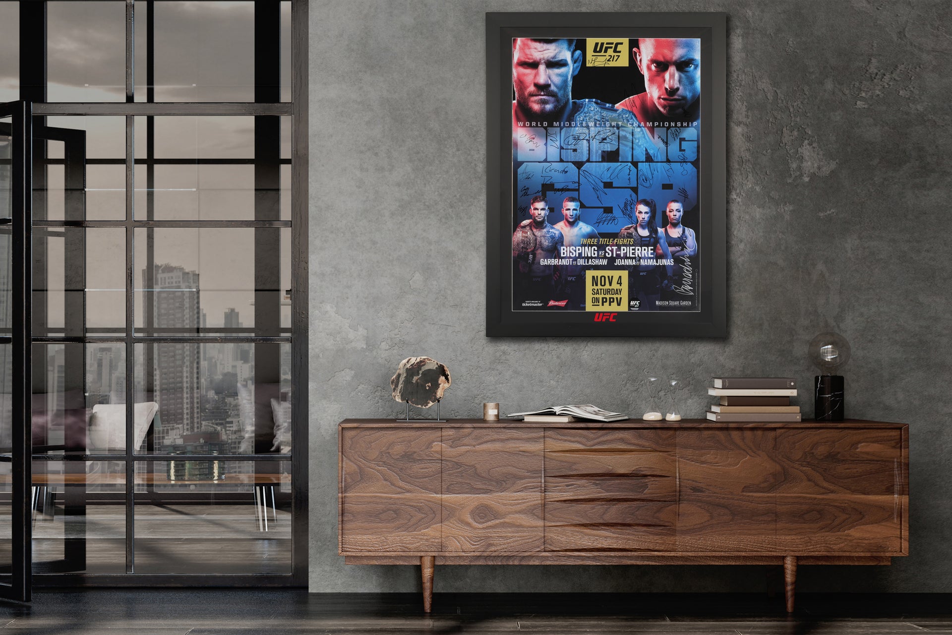 UFC 217: Bisping vs St-Pierre Autographed Event Poster