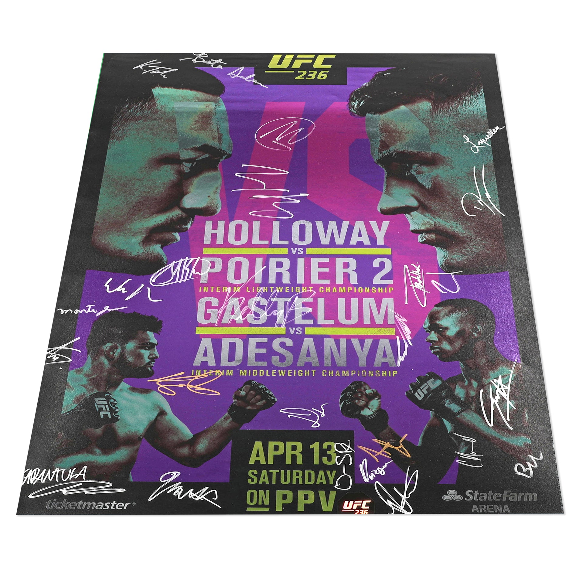 UFC 236: Holloway vs Poirier 2 Autographed Event Poster
