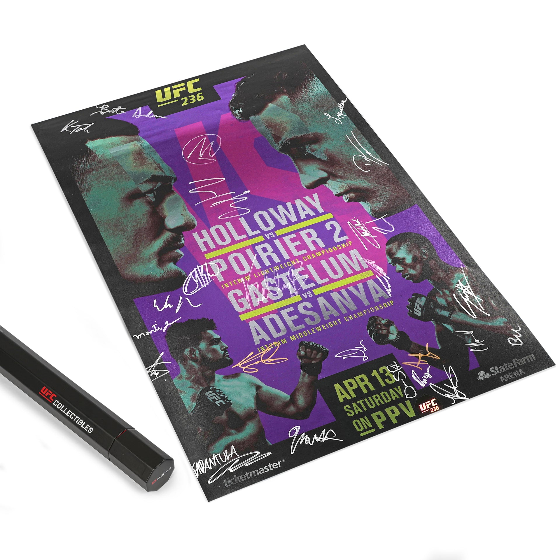 UFC 236: Holloway vs Poirier 2 Autographed Event Poster