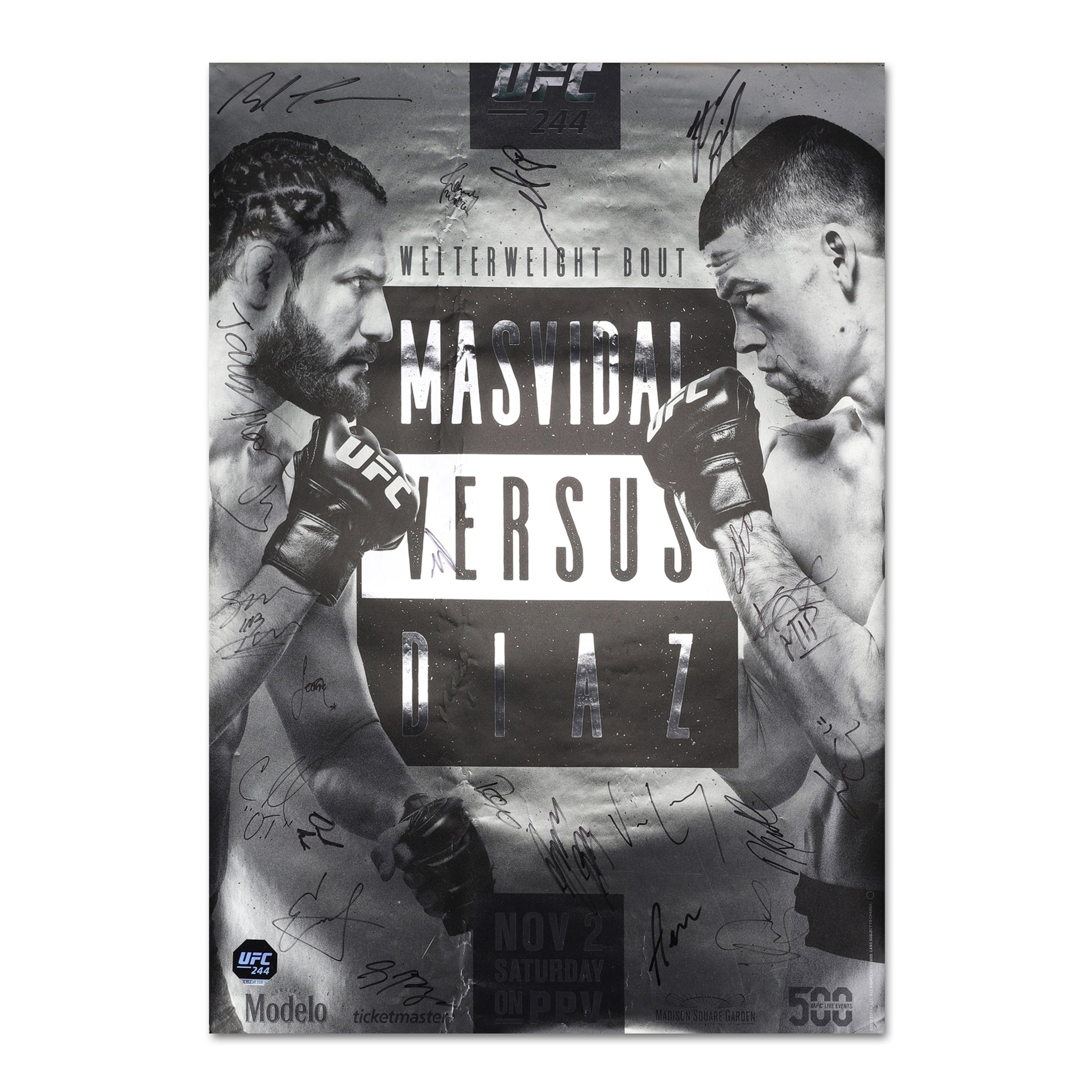 UFC 244: Masvidal vs Diaz Autographed Event Poster