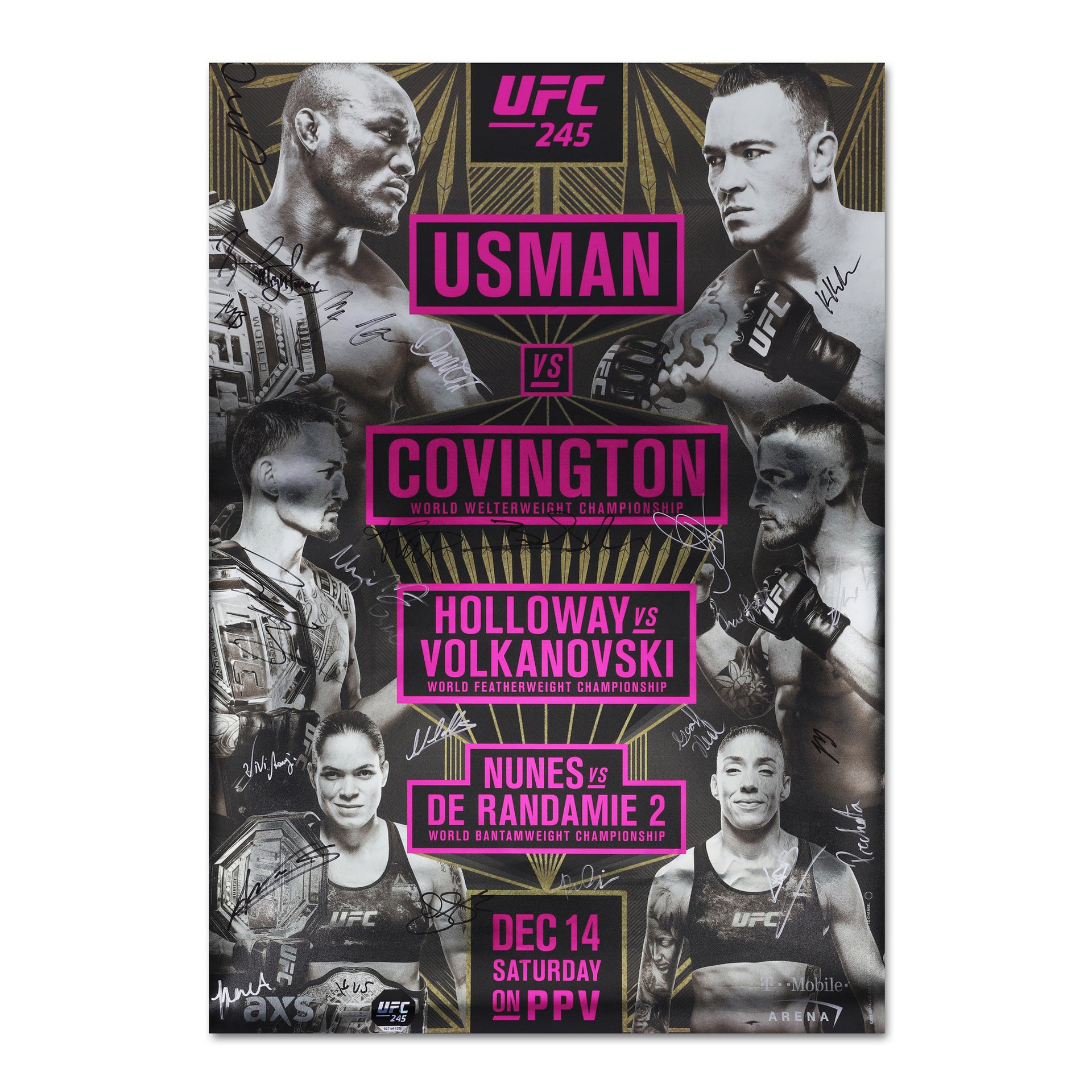 UFC 245: Usman vs Covington Autographed Event Poster