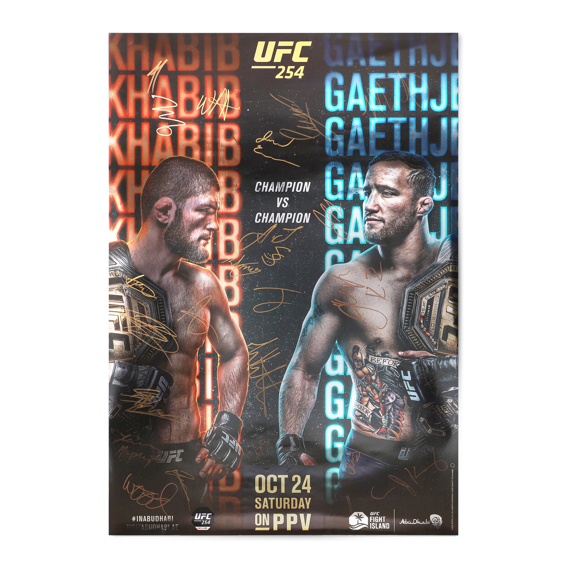 UFC 254: Nurmagomedov vs Gaethje Autographed Event Poster