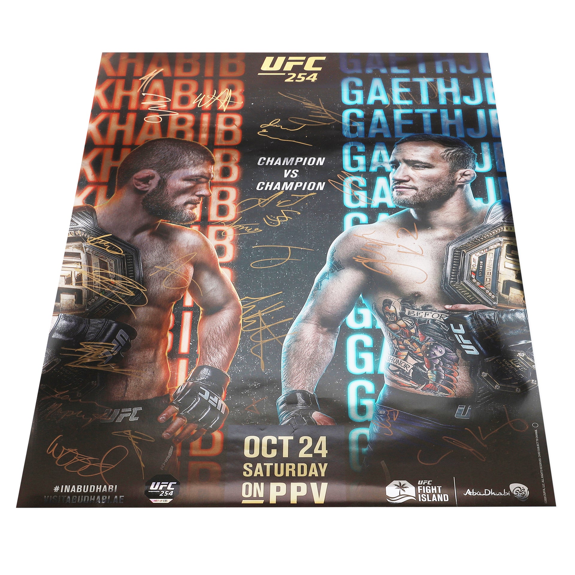 UFC 254: Nurmagomedov vs Gaethje Autographed Event Poster