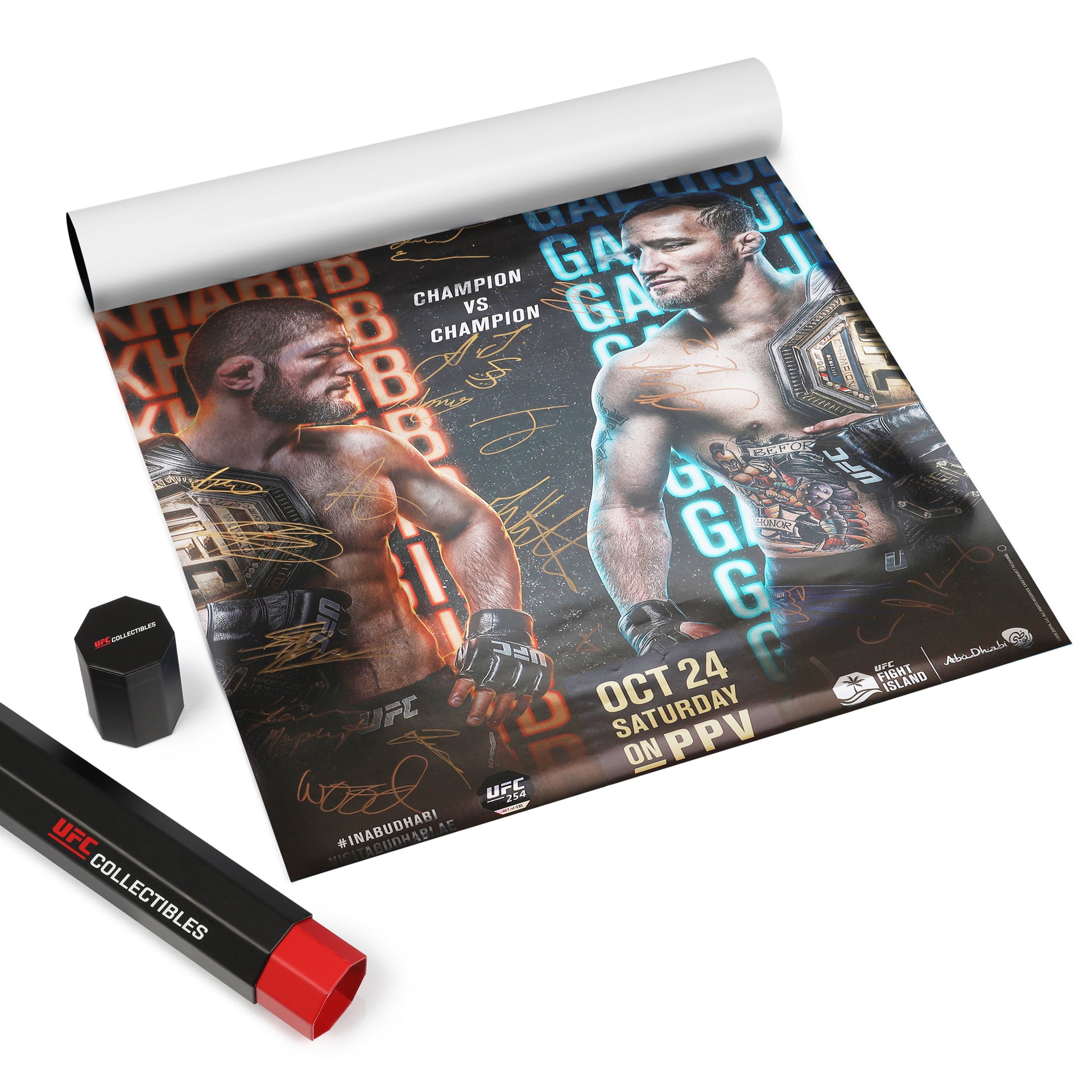 UFC 254: Nurmagomedov vs Gaethje Autographed Event Poster