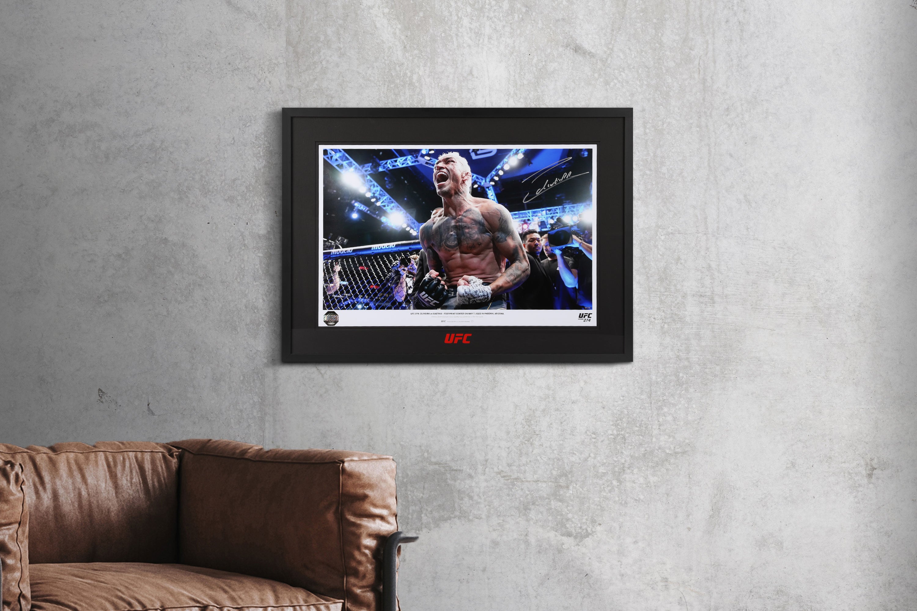 Charles Oliveira Framed Signed Photo UFC 274 – Oliveira Celebrates