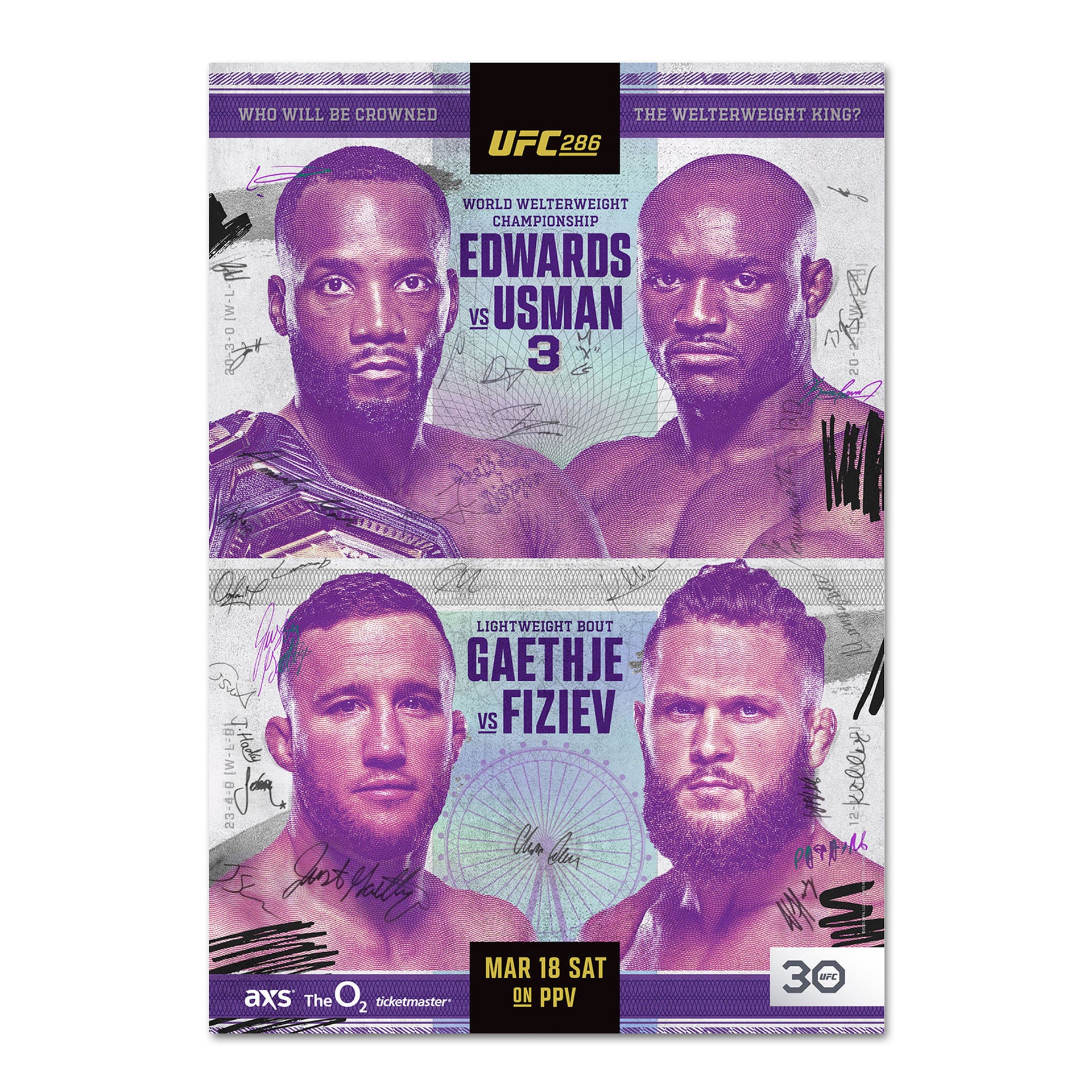 UFC 286: Edwards vs Usman 3 Autographed Event Poster
