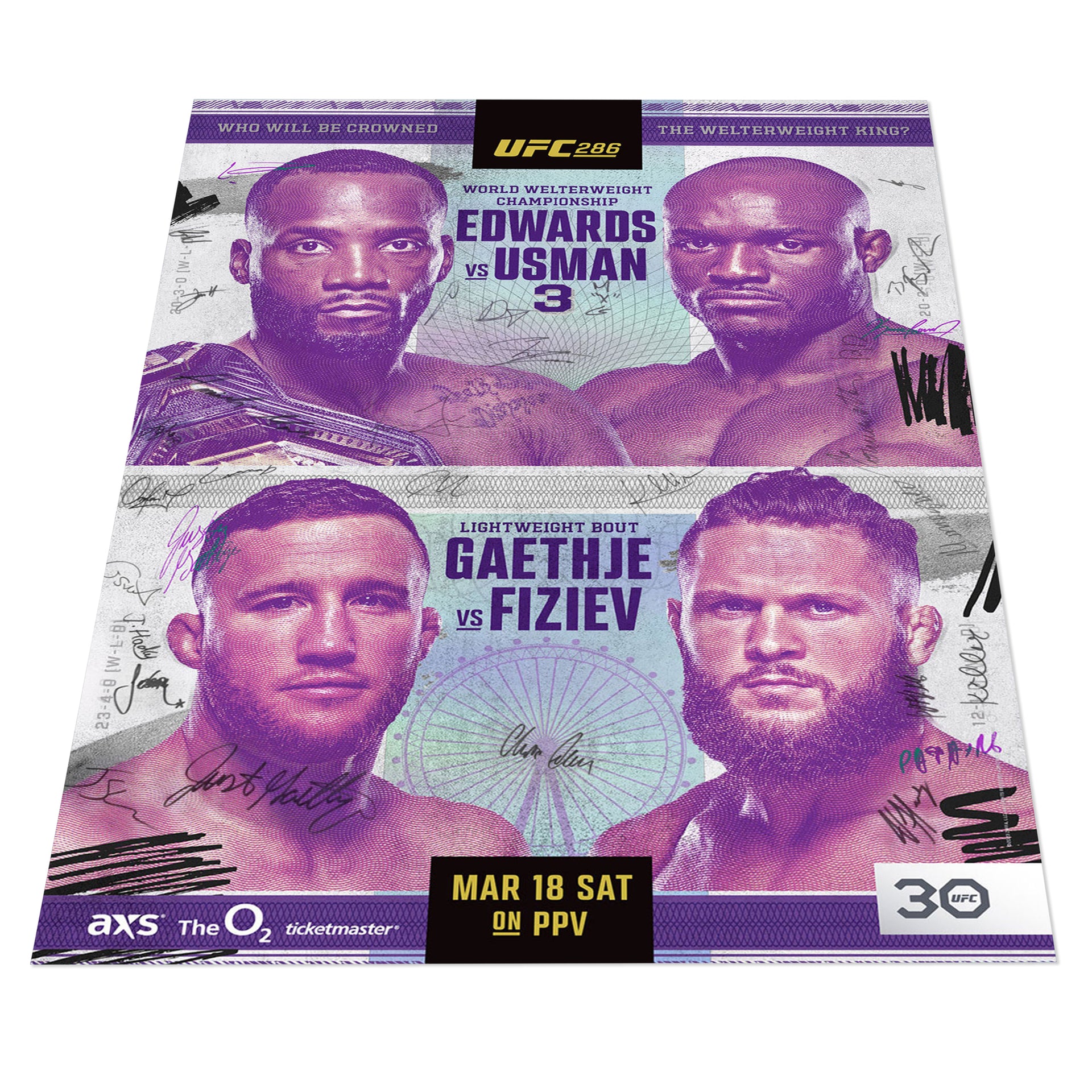 UFC 286: Edwards vs Usman 3 Autographed Event Poster