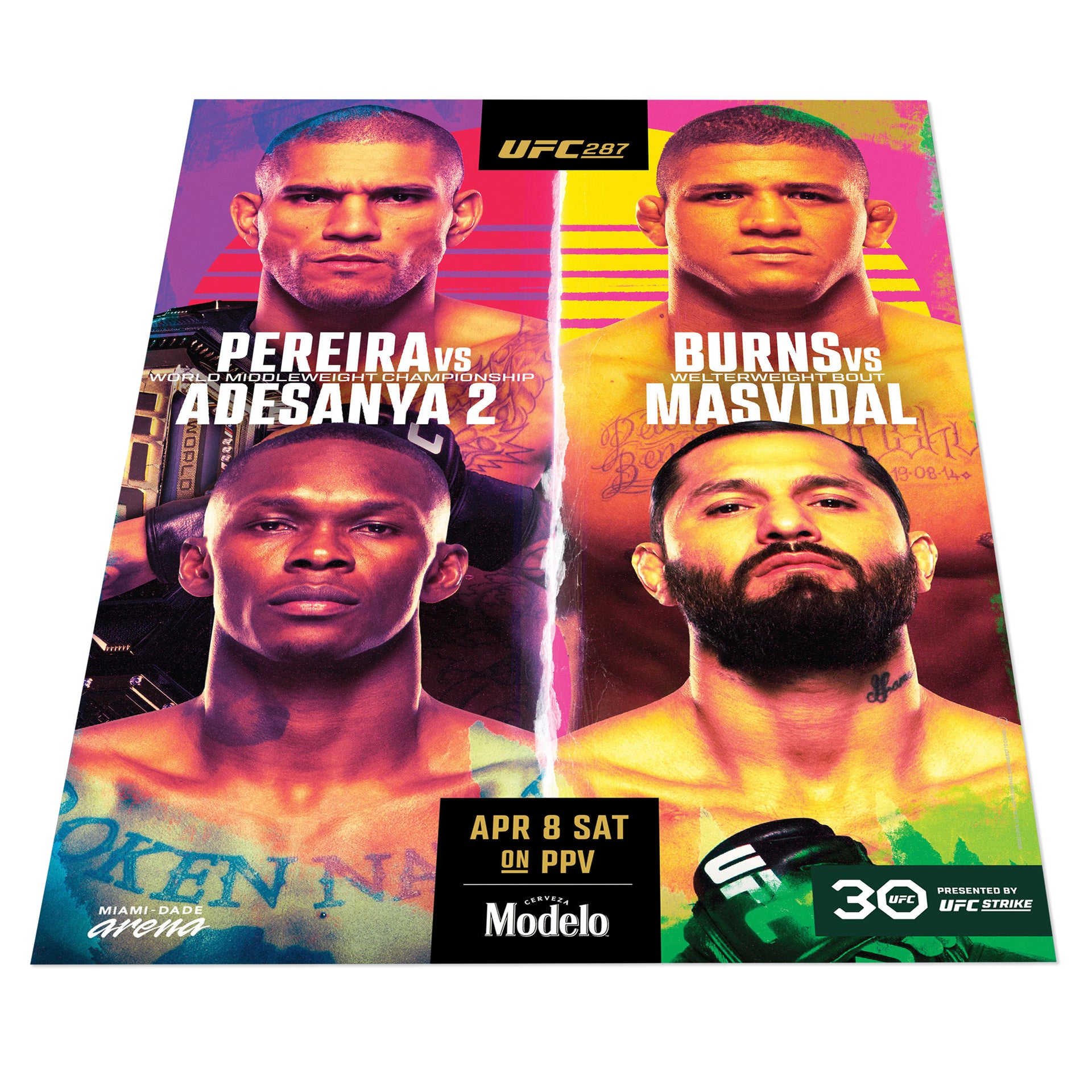 UFC 287: Pereira vs Adesanya 2 Autographed Event Poster
