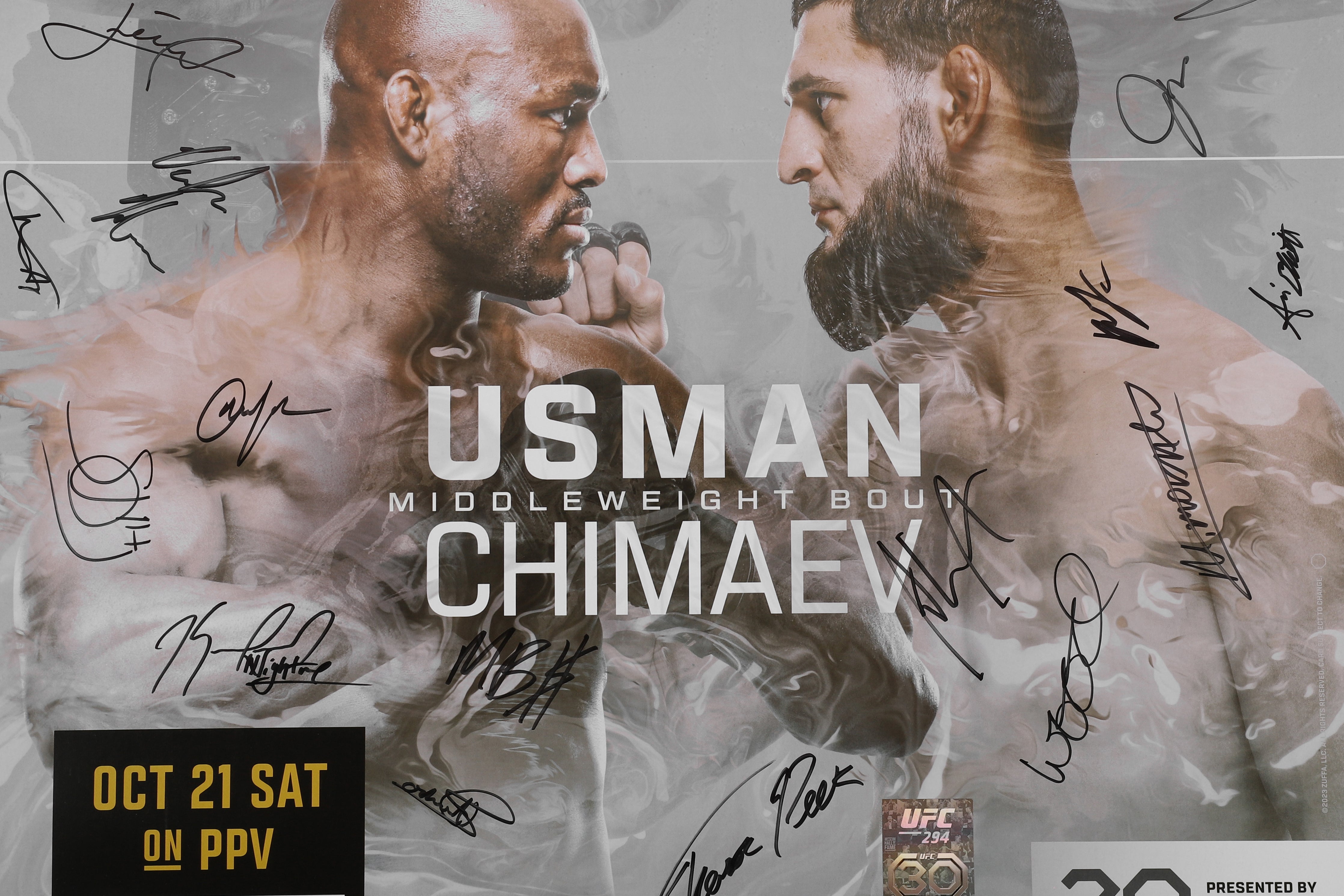 UFC 294: Makhachev vs Volkanovski 2 Autographed Event Poster