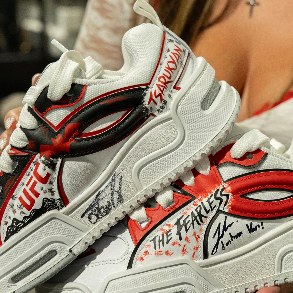 Abby Berner Hand Painted UFC 331 Shoes – Signed by Joshua Van & Arman Tsarukyan