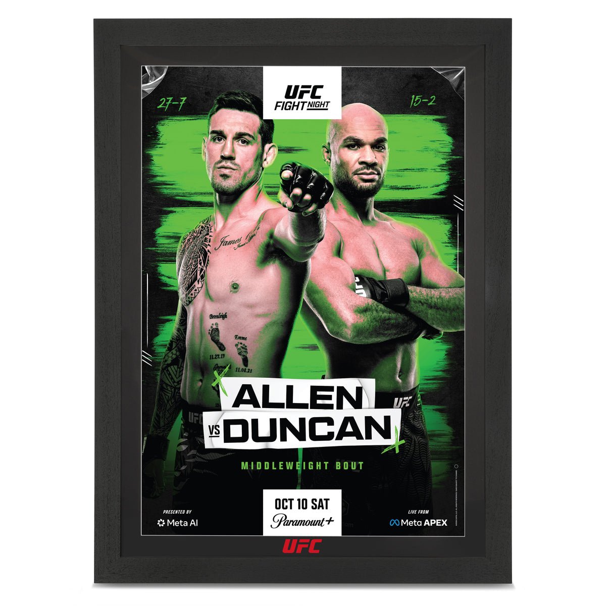 UFC Fight Night: Allen vs Duncan Autographed Event Poster