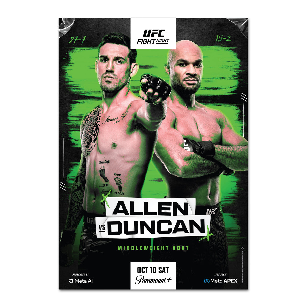UFC Fight Night: Allen vs Duncan Autographed Event Poster