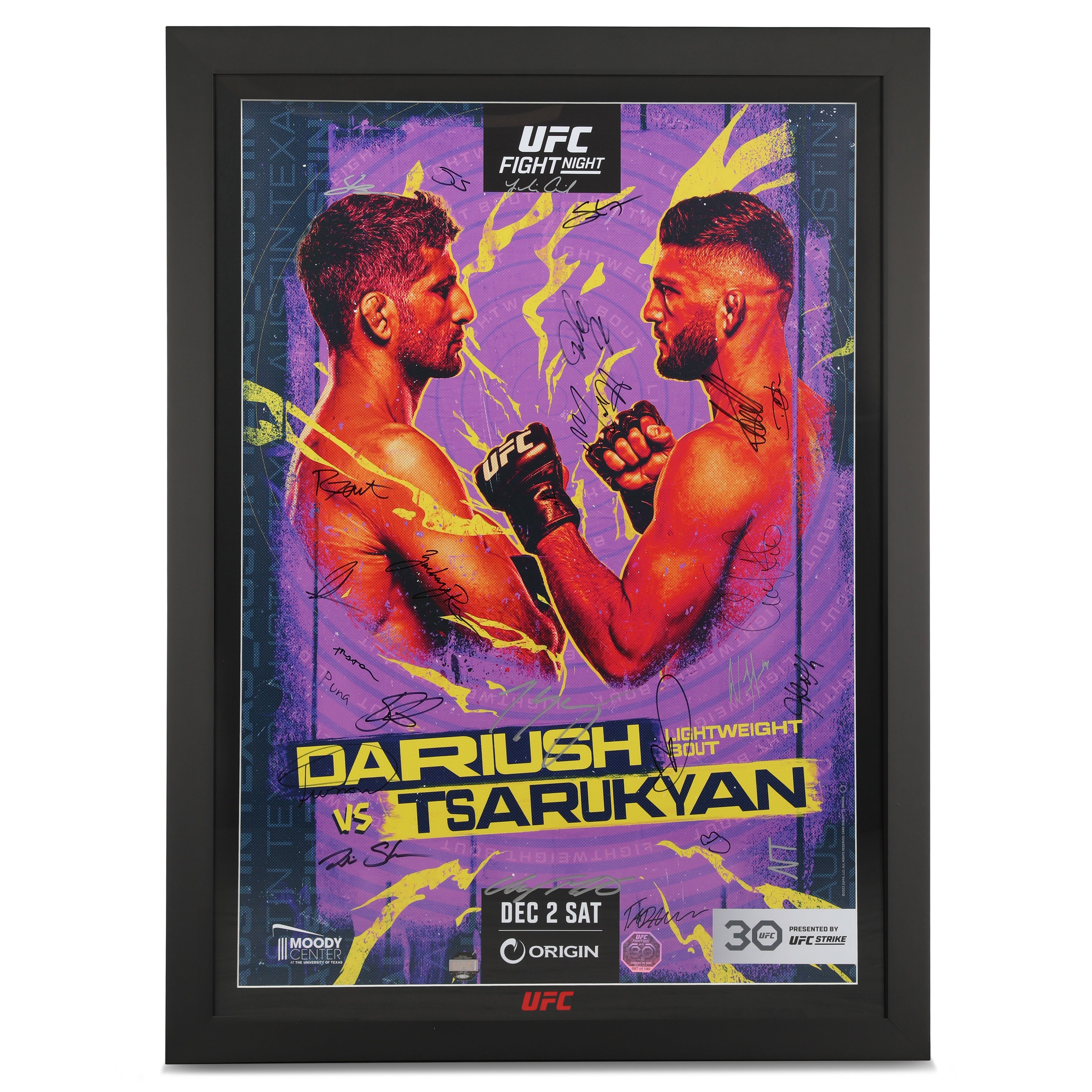 UFC Fight Night Dariush vs Tsarukyan Autographed Poster