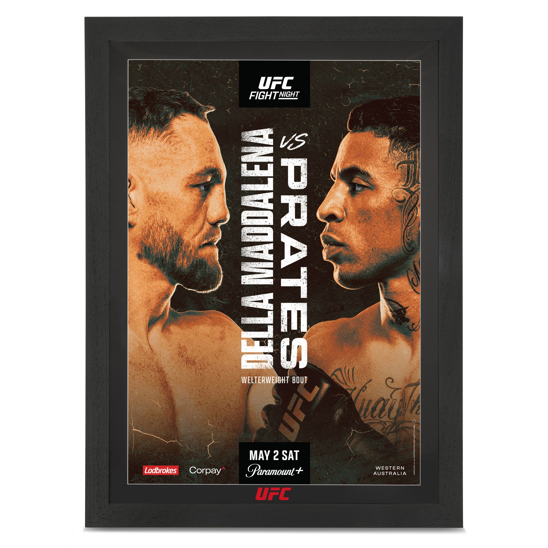 UFC Fight Night: Della Maddalena vs Prates First Edition Autographed Event Poster