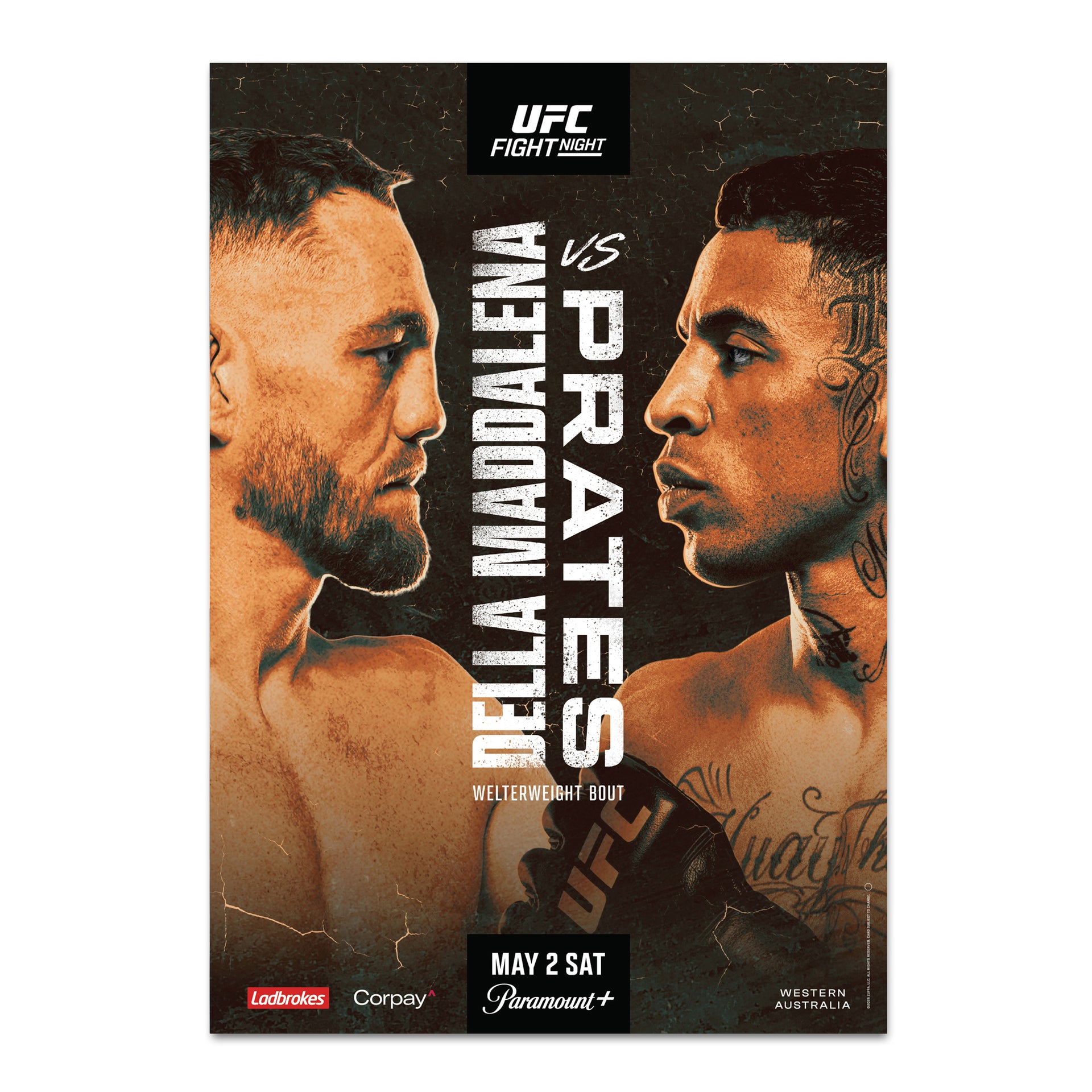 UFC Fight Night: Della Maddalena vs Prates First Edition Autographed Event Poster