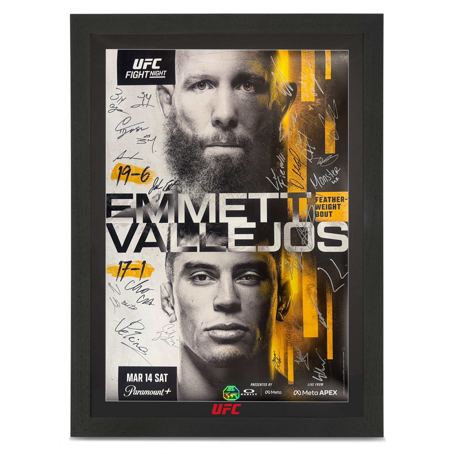 UFC Fight Night: Emmett vs Vallejos Autographed Event Poster