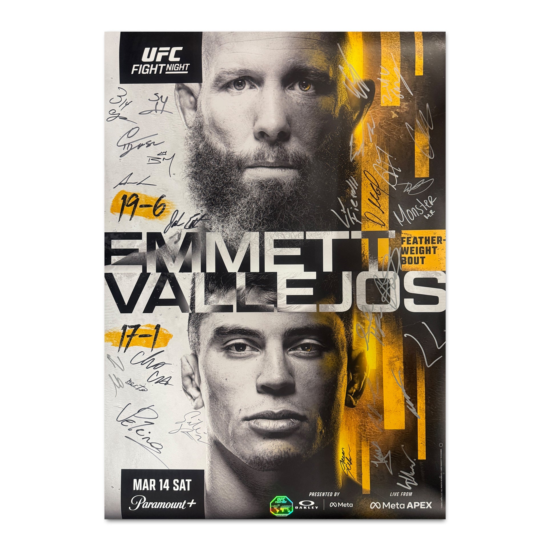 UFC Fight Night: Emmett vs Vallejos Autographed Event Poster