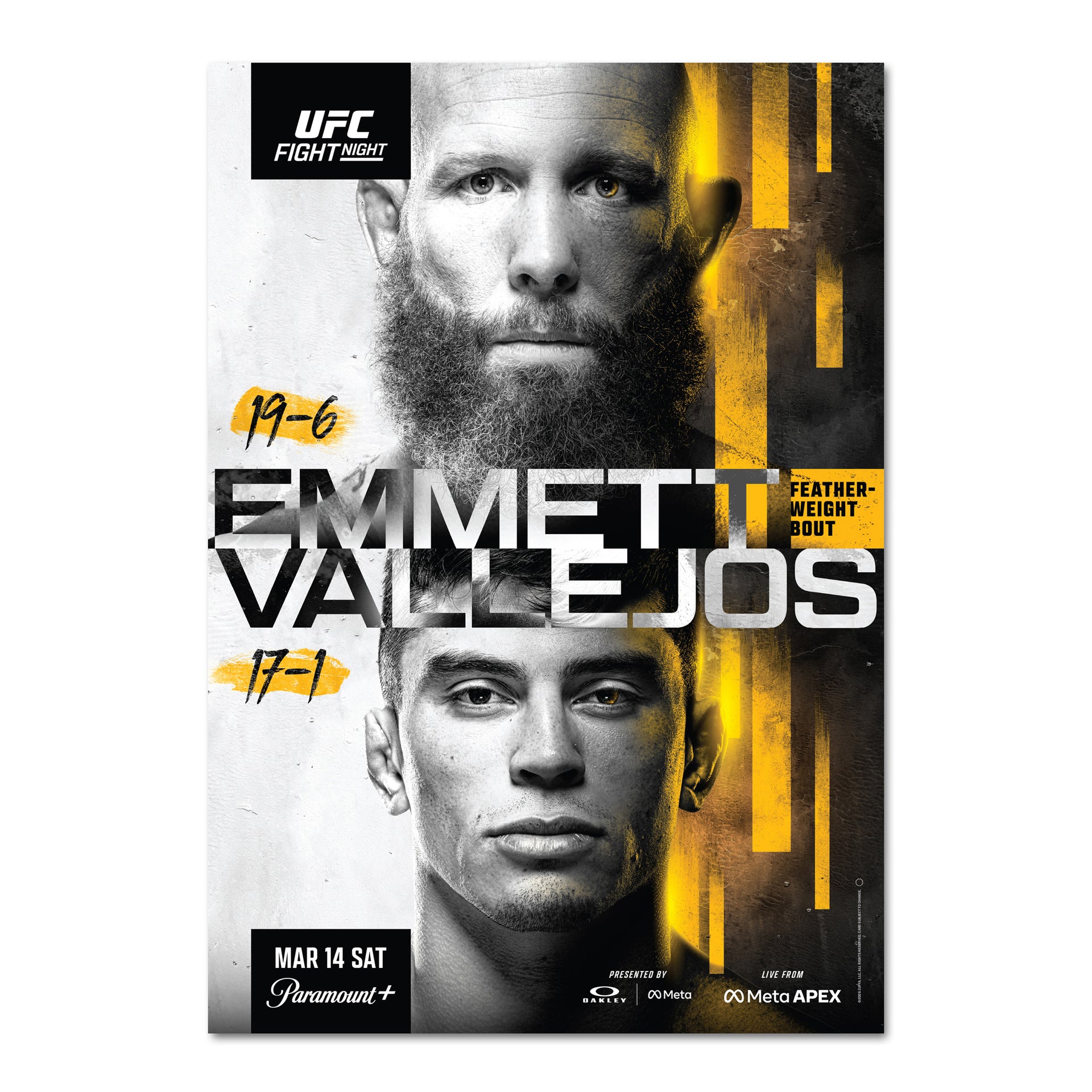Apex UFC Fight Night: Emmett vs Vallejos Autographed Event Poster