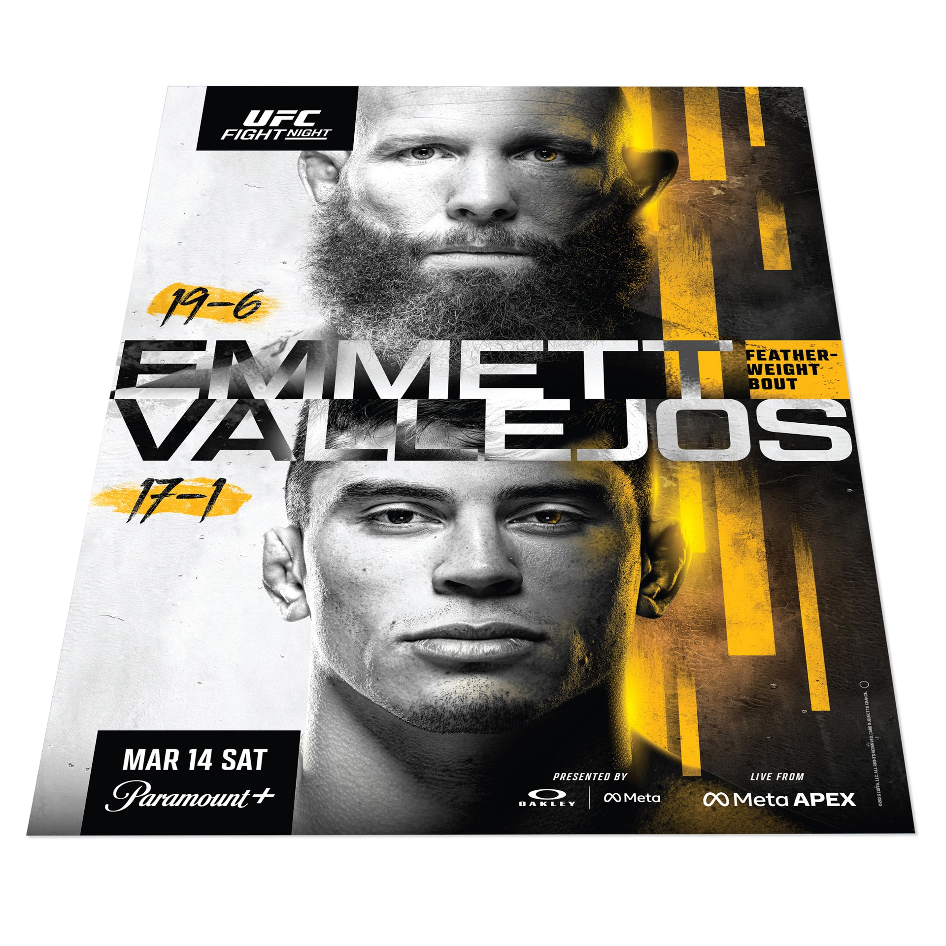 Apex UFC Fight Night: Emmett vs Vallejos Autographed Event Poster