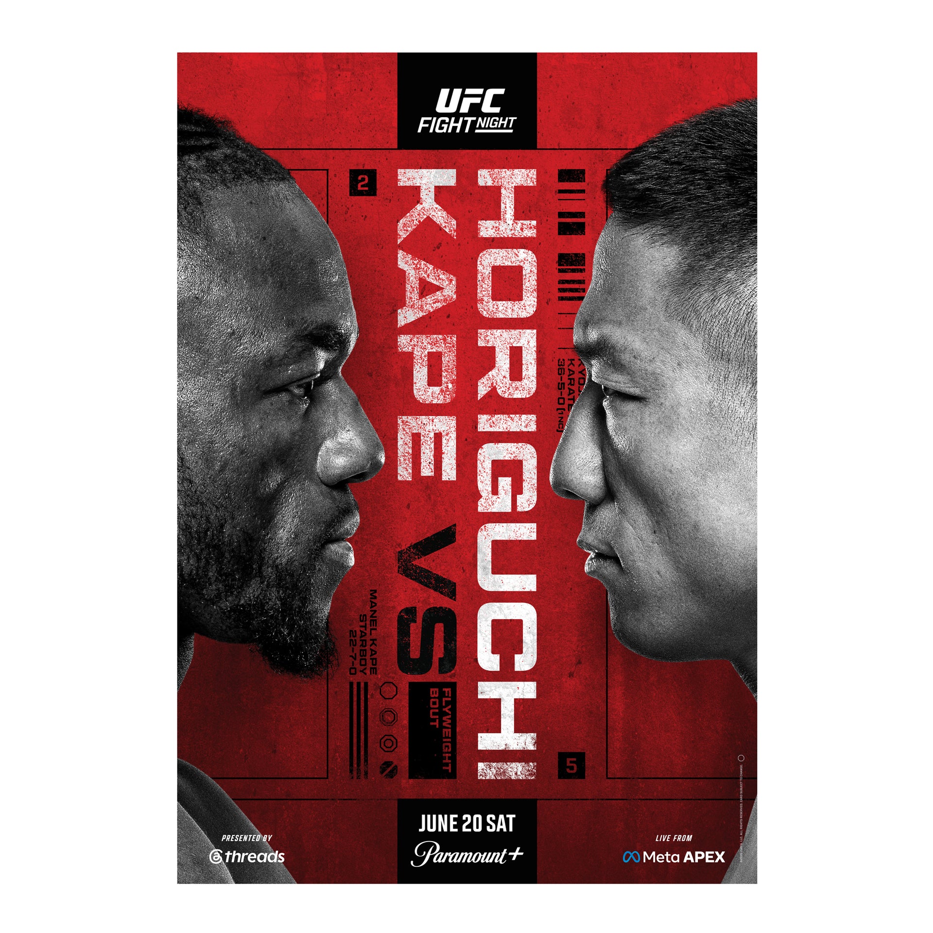 UFC Fight Night: Kape vs Horiguchi Autographed Event Poster