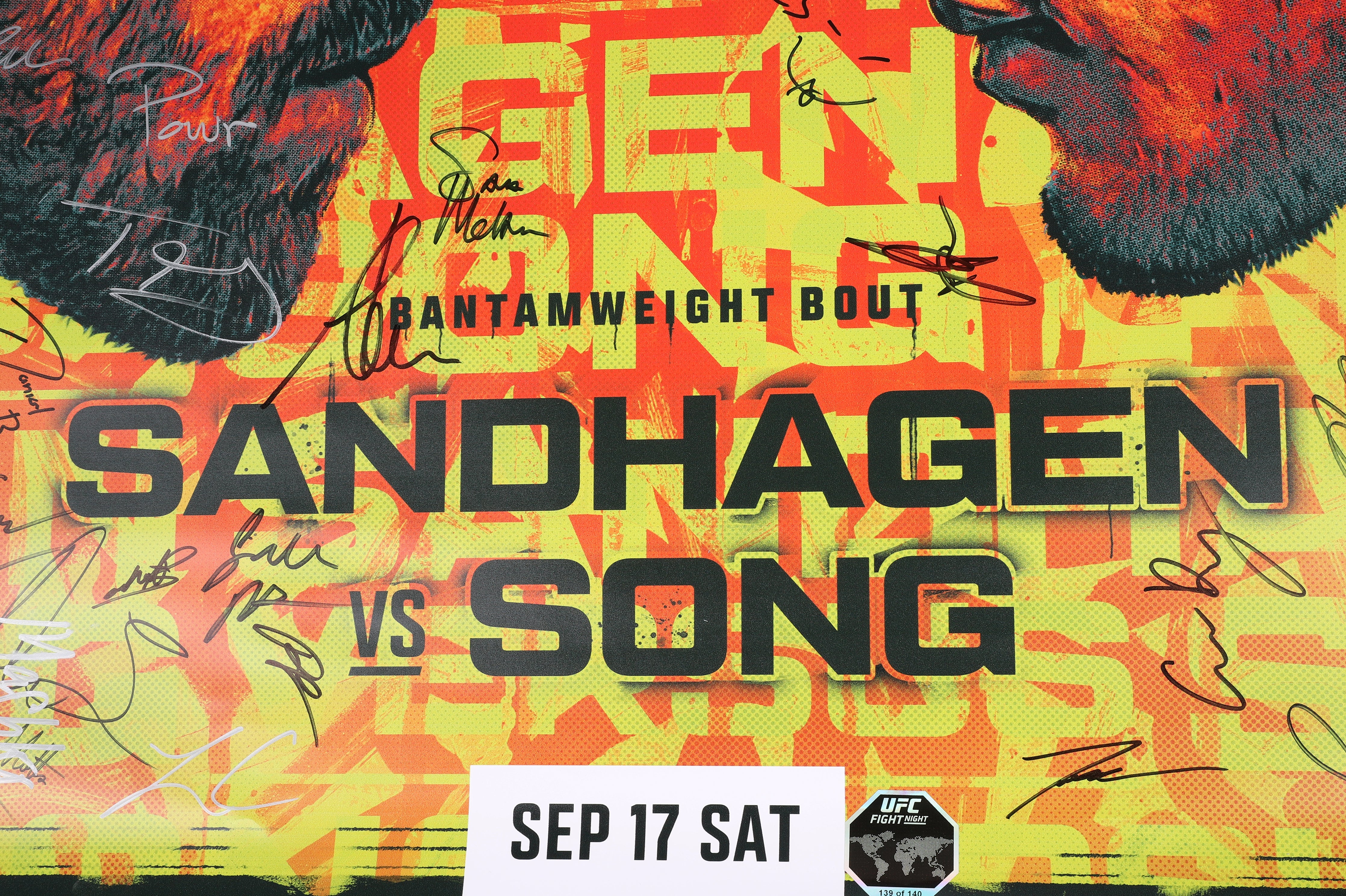 UFC Fight Night: Sandhagen vs Song Autographed Event Poster