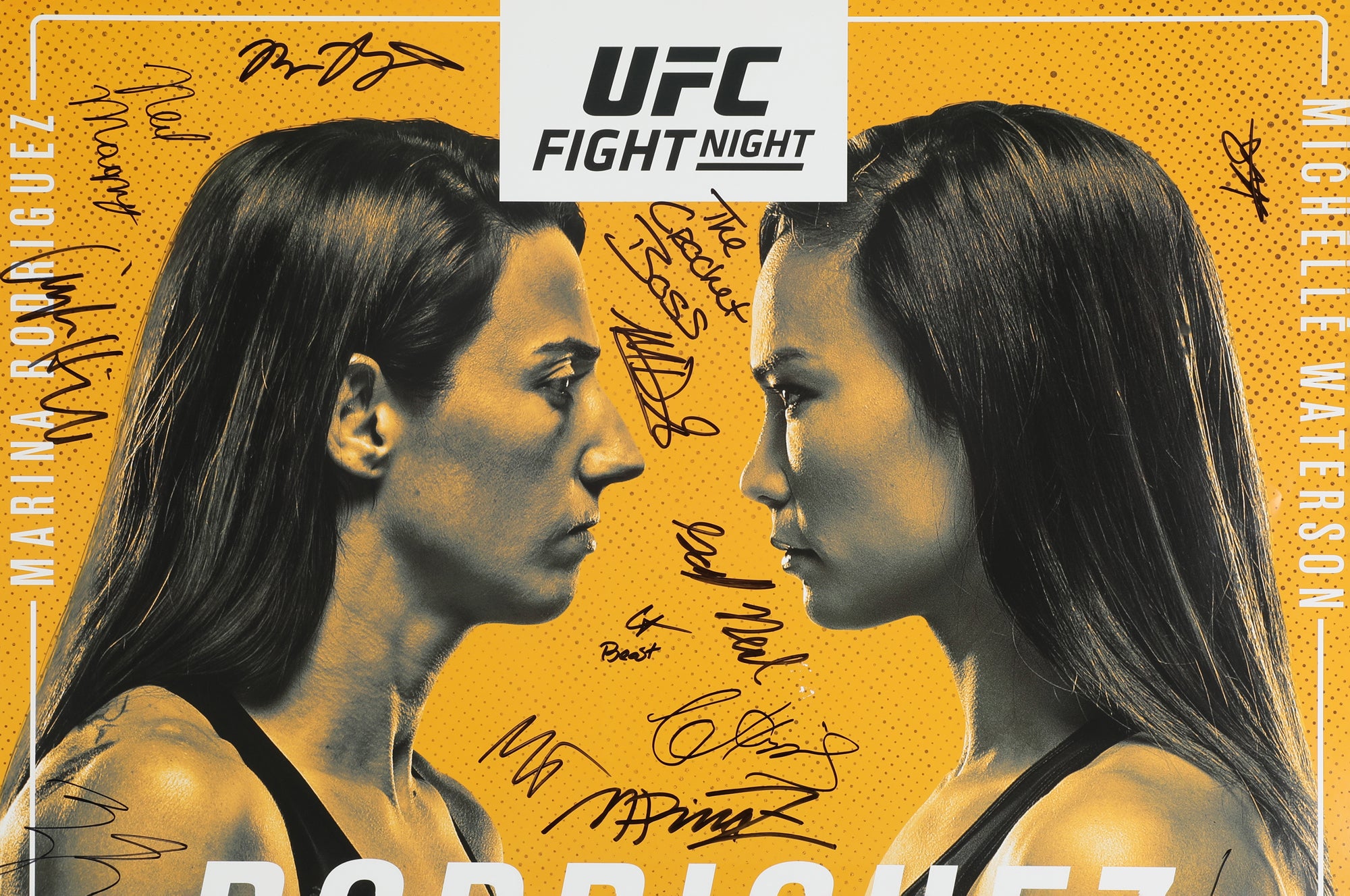 UFC Fight Night Rodriguez vs Waterson Autographed Event Poster