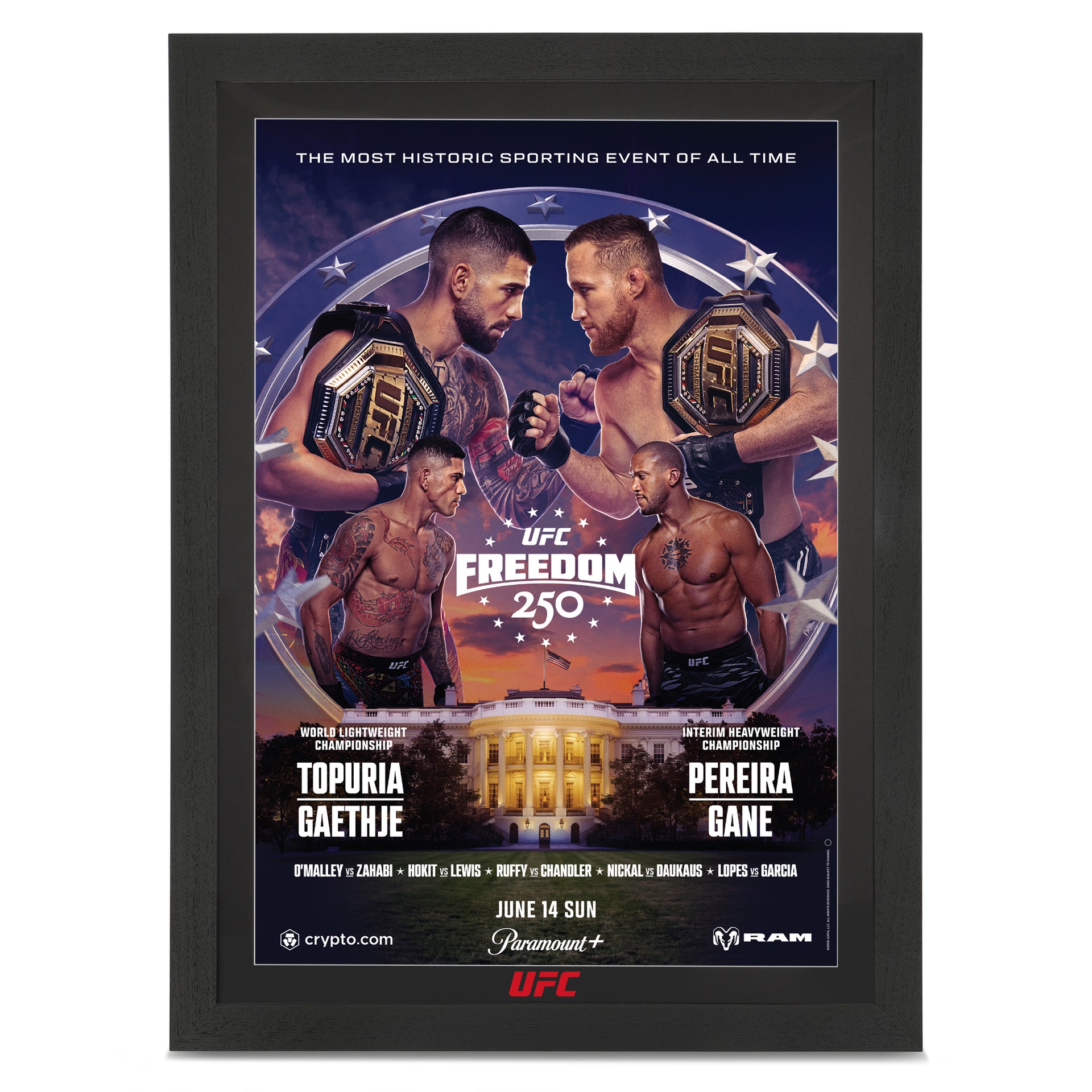 UFC Freedom 250: Topuria vs Gaethje Autographed Event Poster