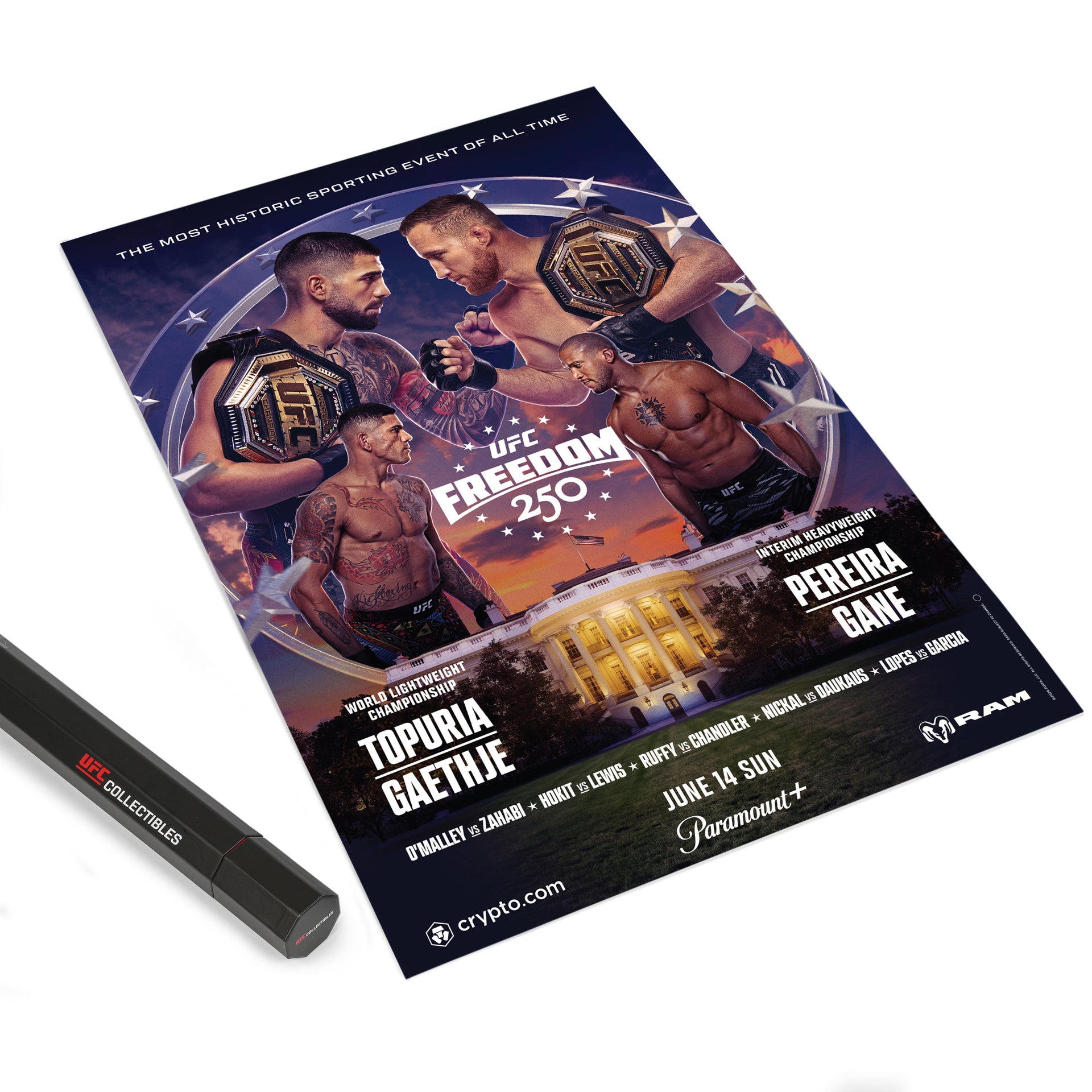 UFC Freedom 250: Topuria vs Gaethje Autographed Event Poster