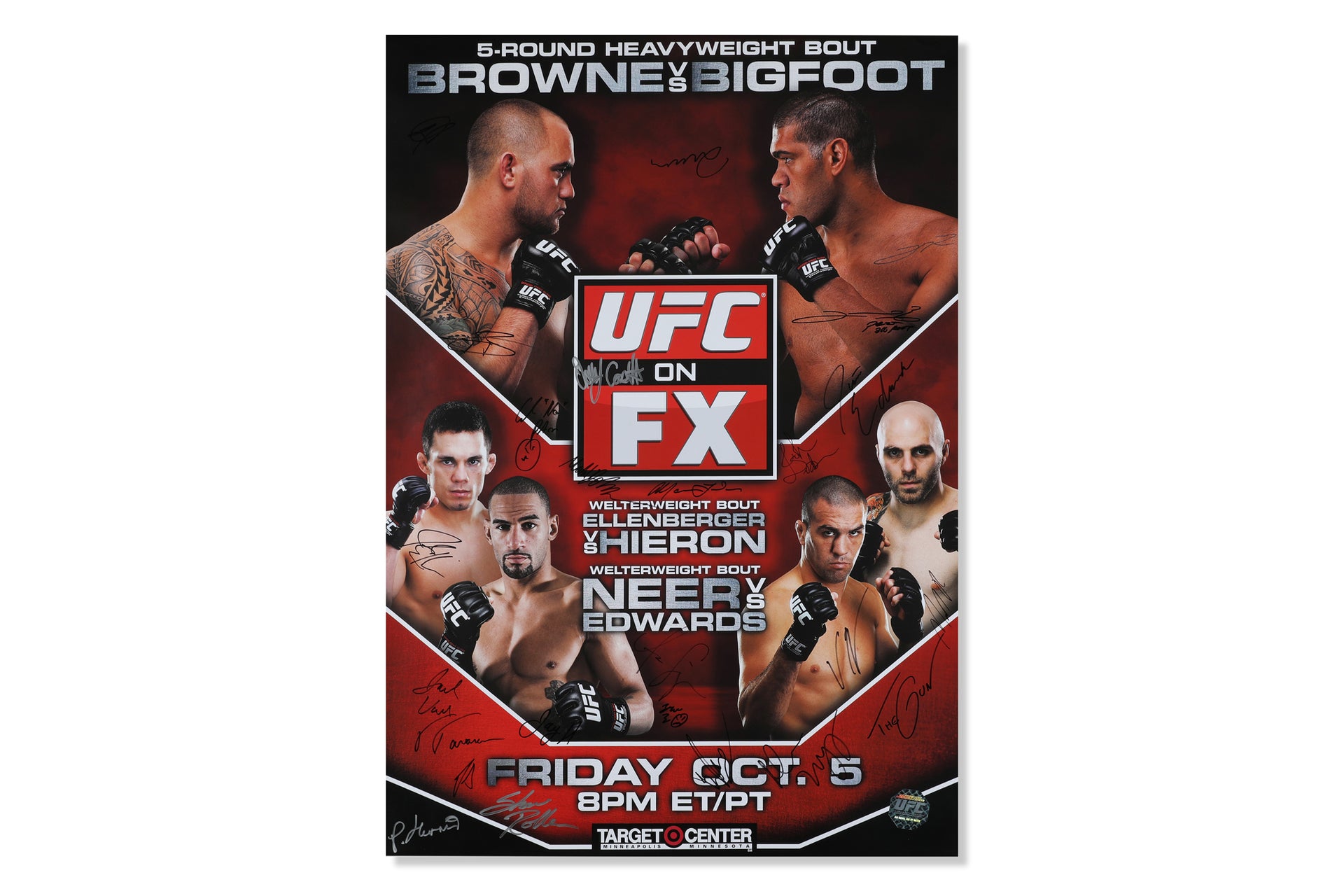 UFC on FX: Browne vs Bigfoot Autographed Event Poster