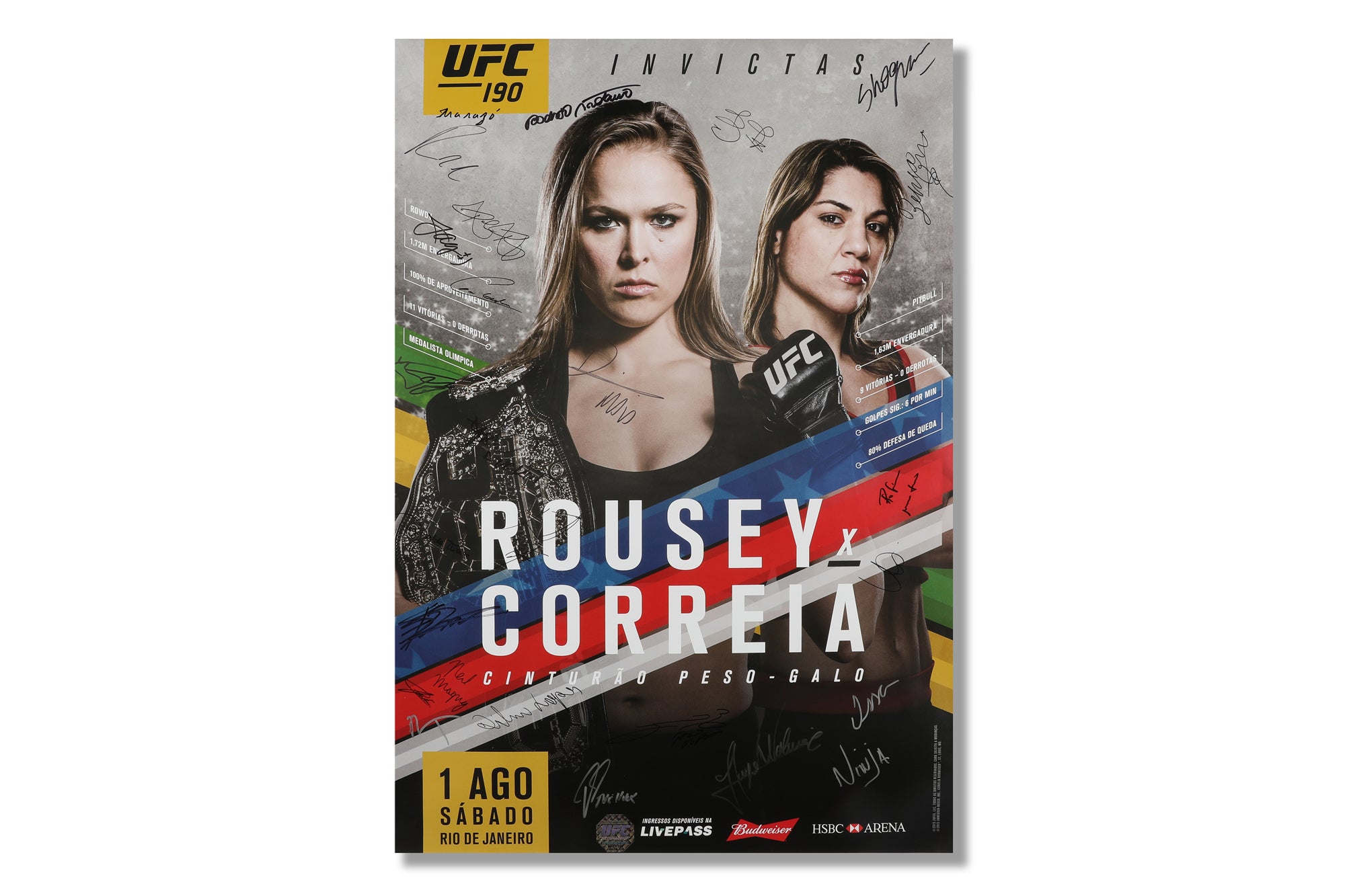 UFC 190: Rousey vs Correia Autographed Event Poster