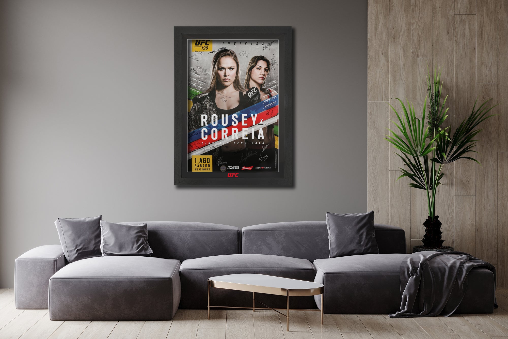 UFC 190: Rousey vs Correia Autographed Event Poster