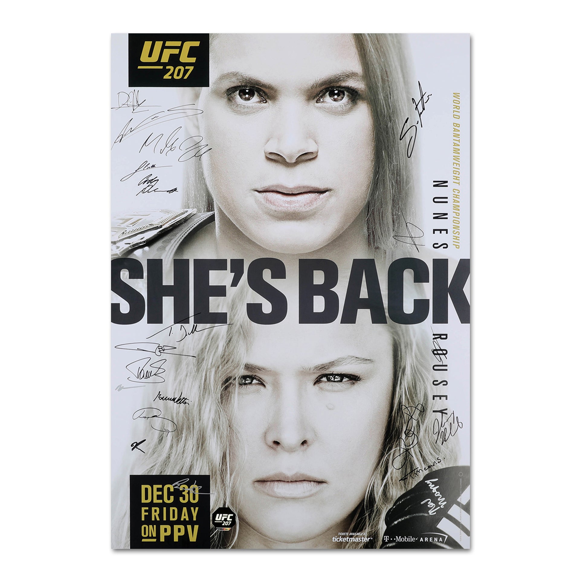 UFC 207: Nunes vs Rousey Autographed Event Poster