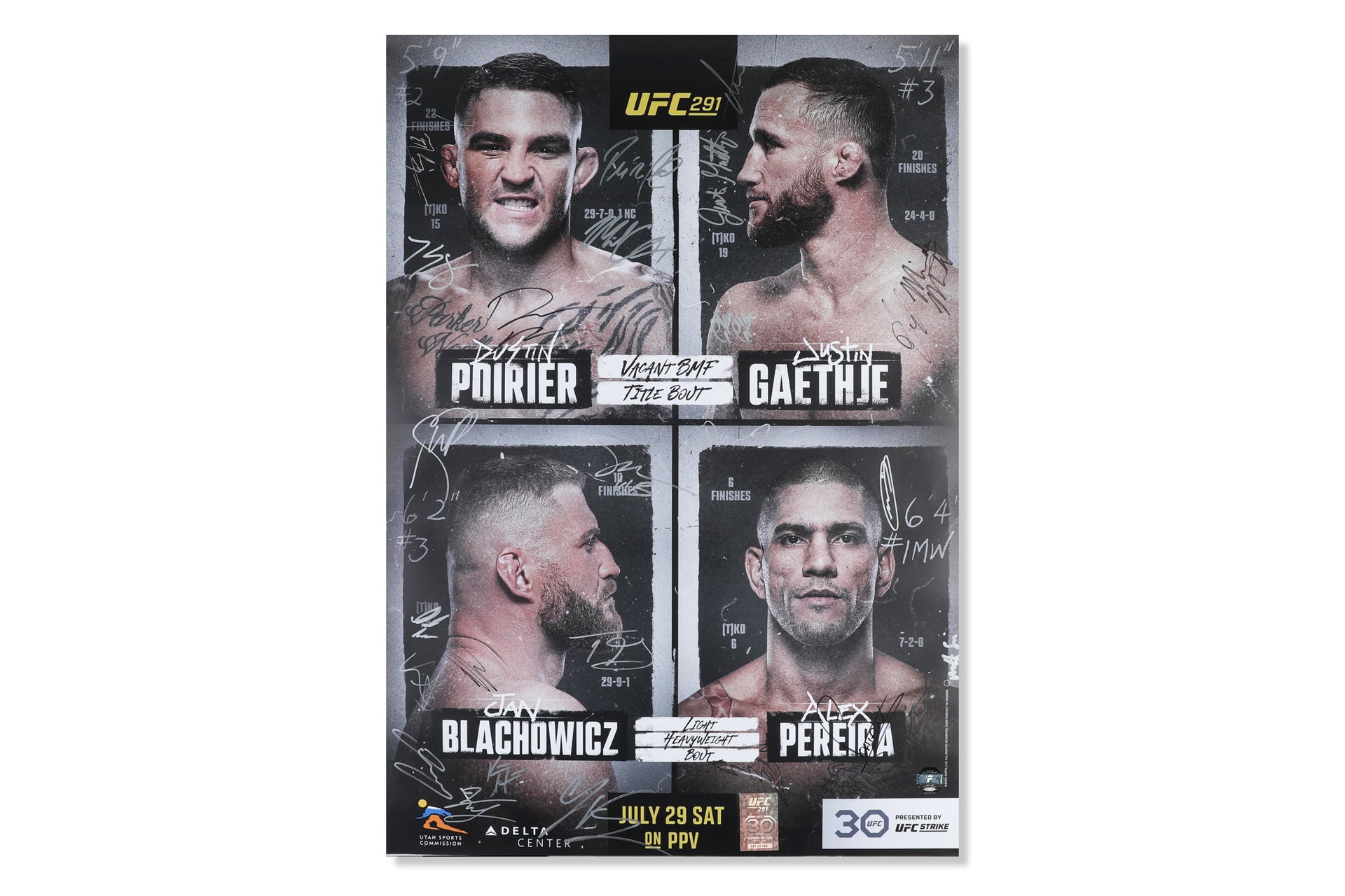 UFC 291: Poirier vs Gaethje 2 Autographed Event Poster