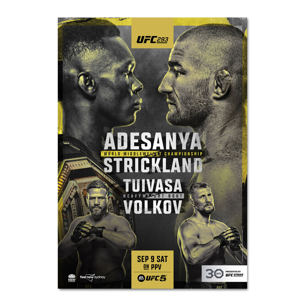 UFC 293: Adesanya vs Strickland Autographed Event Poster