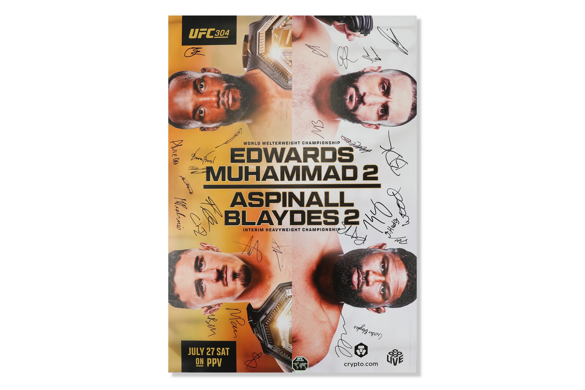 UFC 304: Leon Edwards vs Belal Muhammad 2 Autographed Event Poster