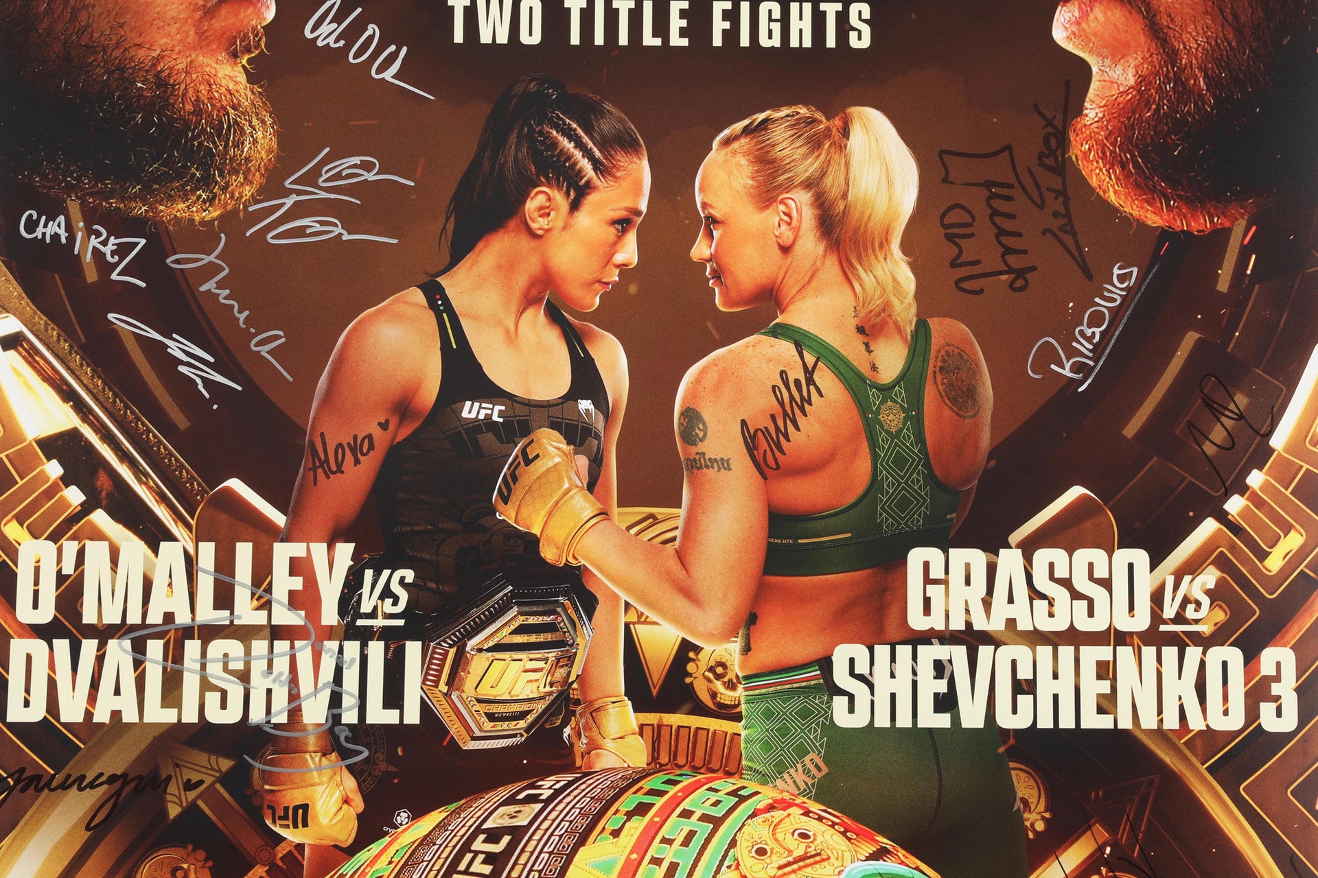 Riyadh Season Noche UFC Sean O'Malley vs Merab Dvalishvili Autographed Event Poster