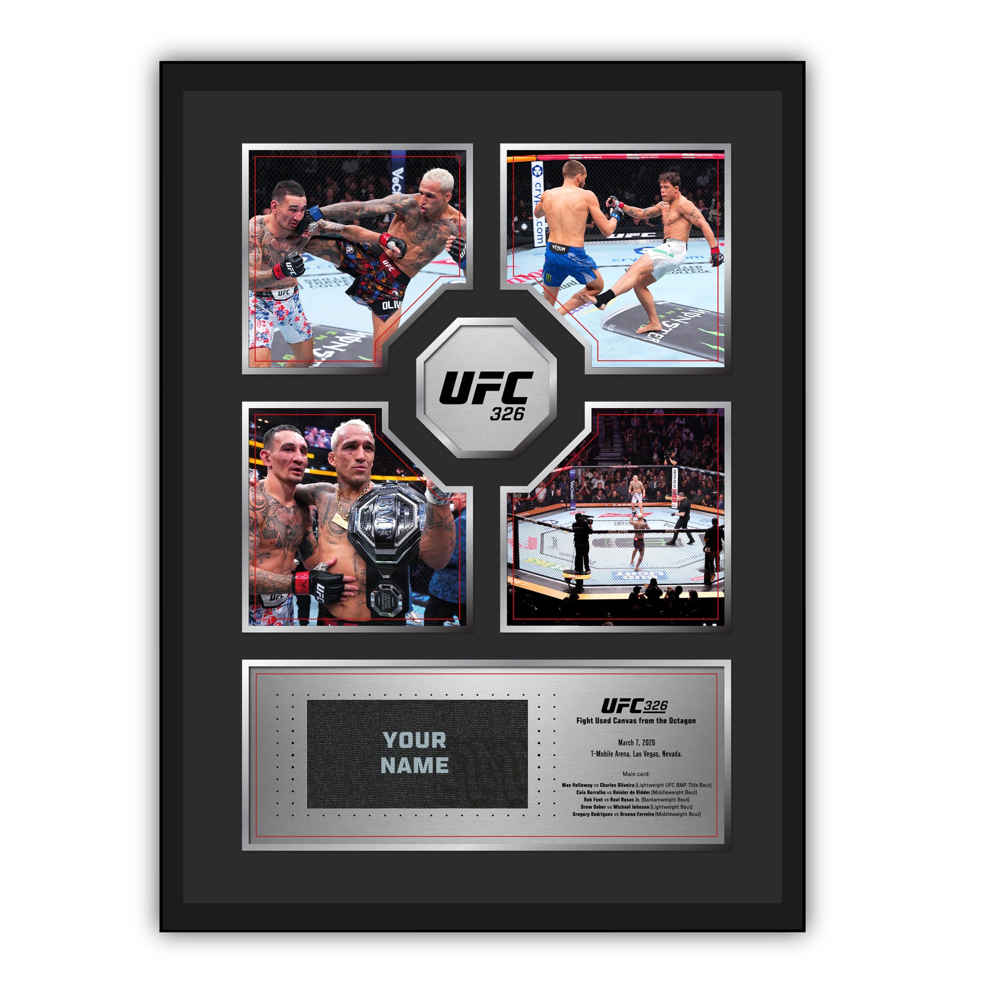 SOLD OUT: UFC 326: Holloway vs Oliveira 2 Name on Canvas