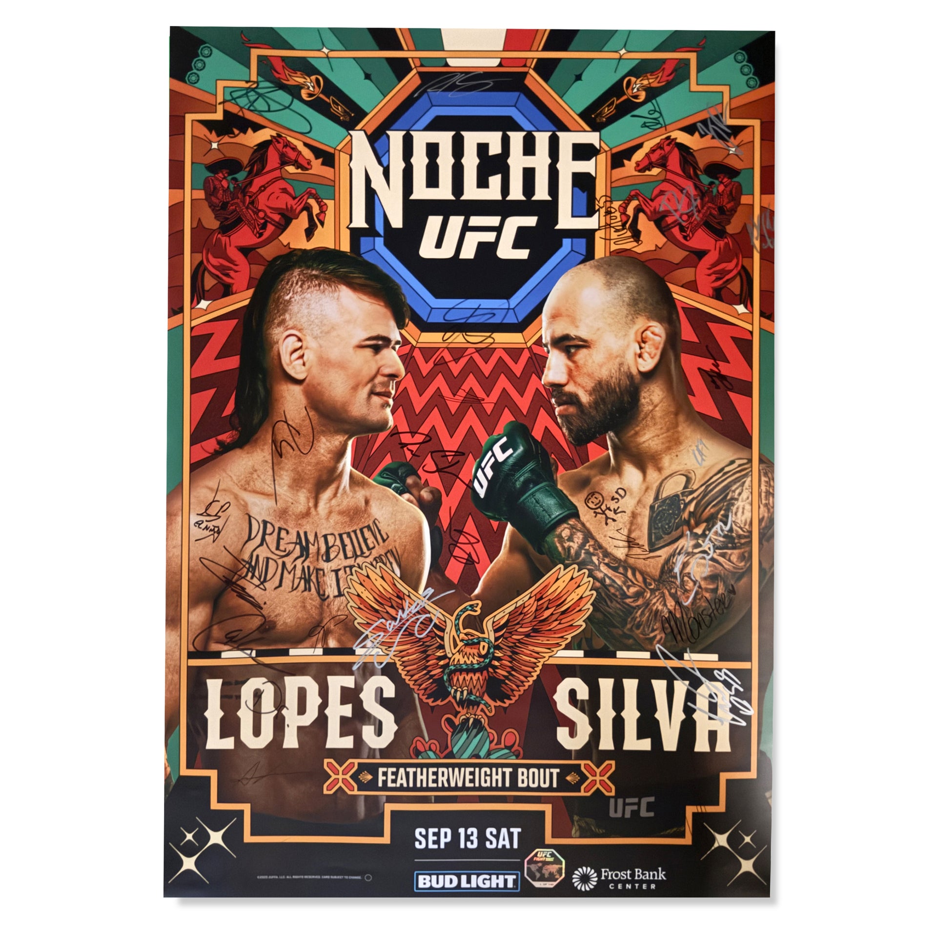 UFC Fight Night: Lopes vs Silva Autographed Event Poster