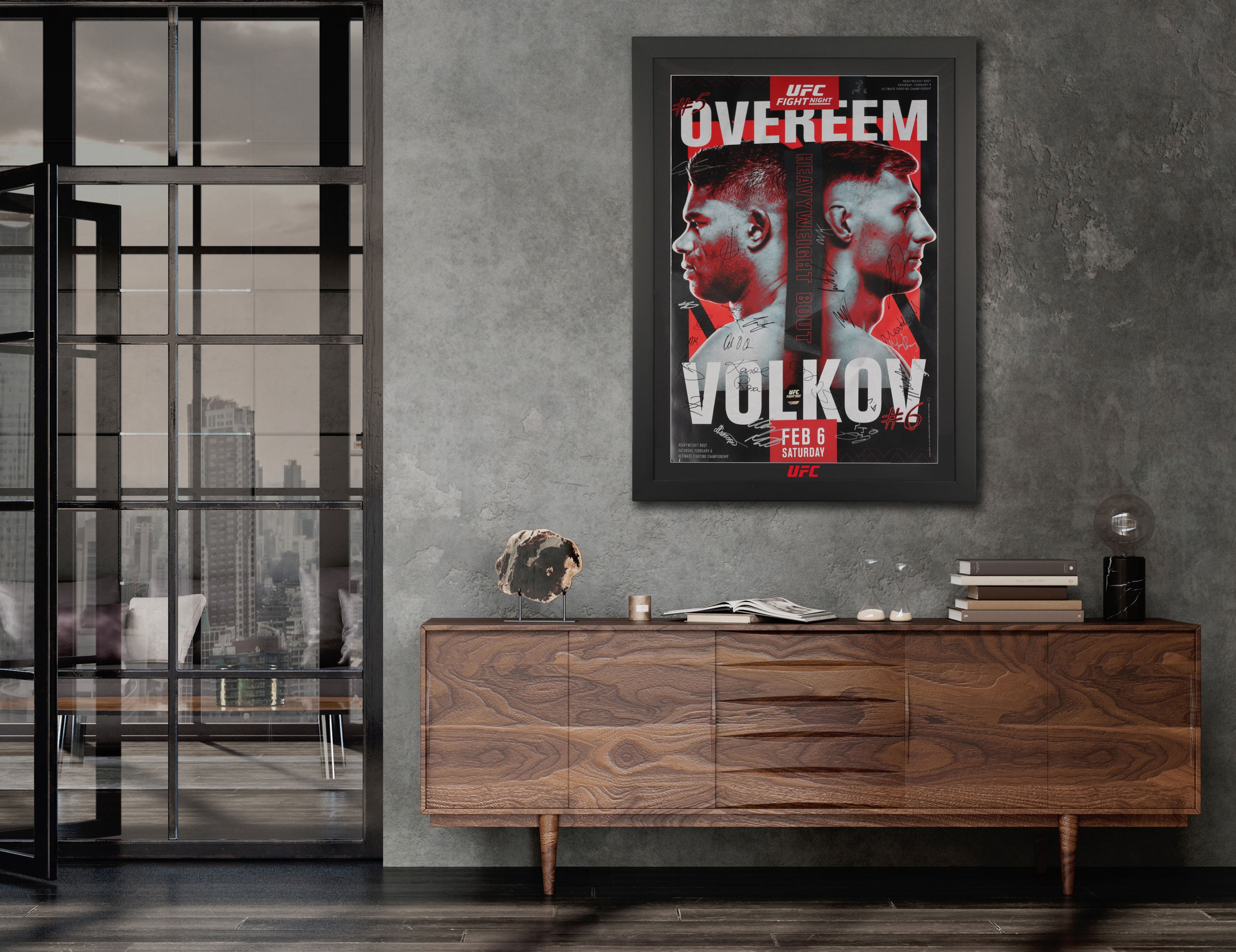 UFC Fight Night: Overeem vs Volkov Autographed Event Poster