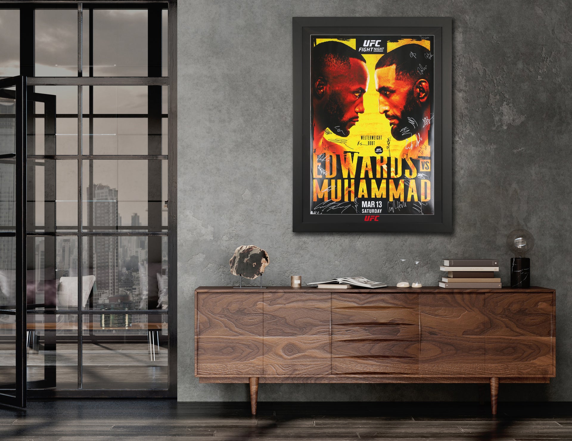 UFC Fight Night: Edwards vs Muhammad Autographed Event Poster