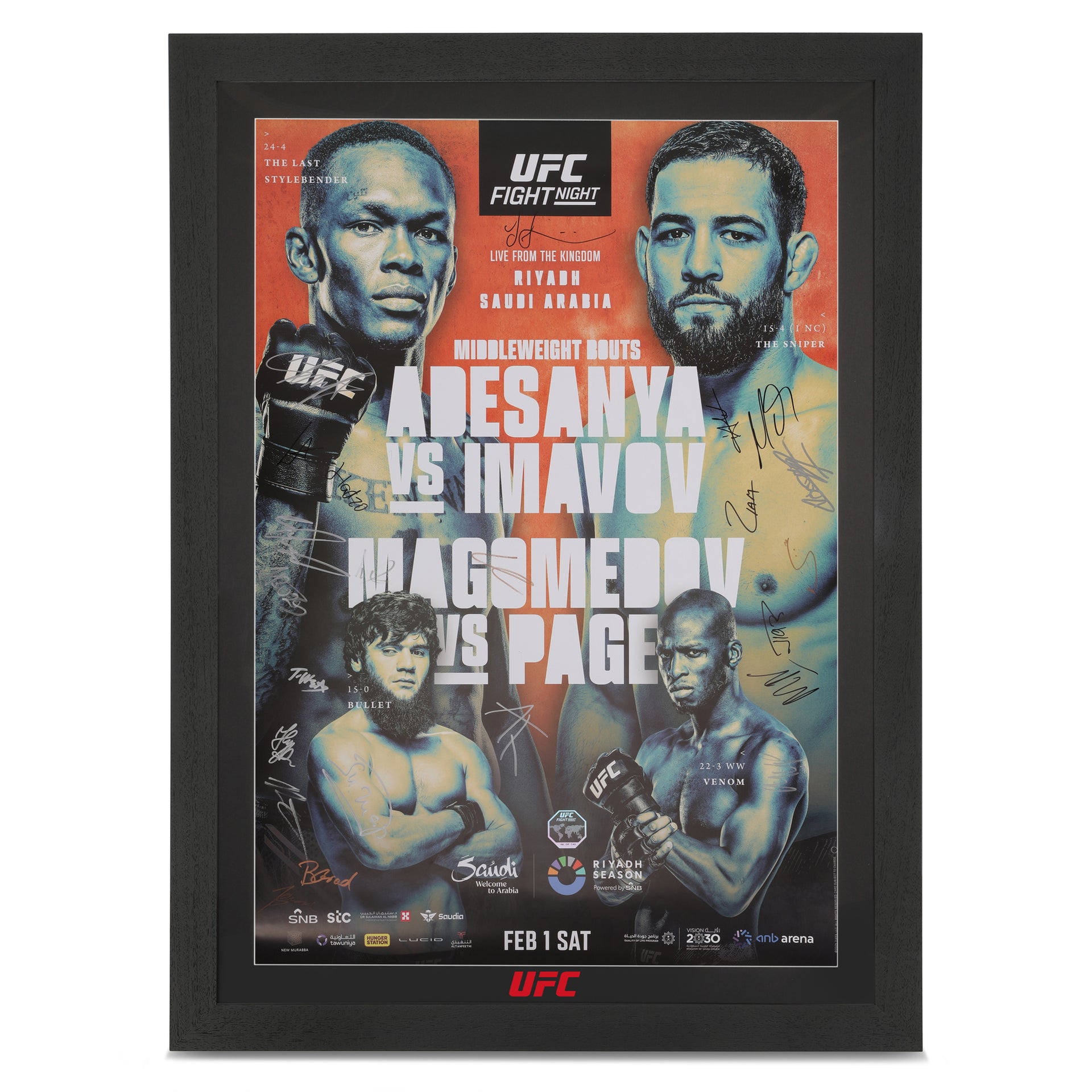 UFC Fight Night: Adesanya vs Imavov Autographed Event Poster