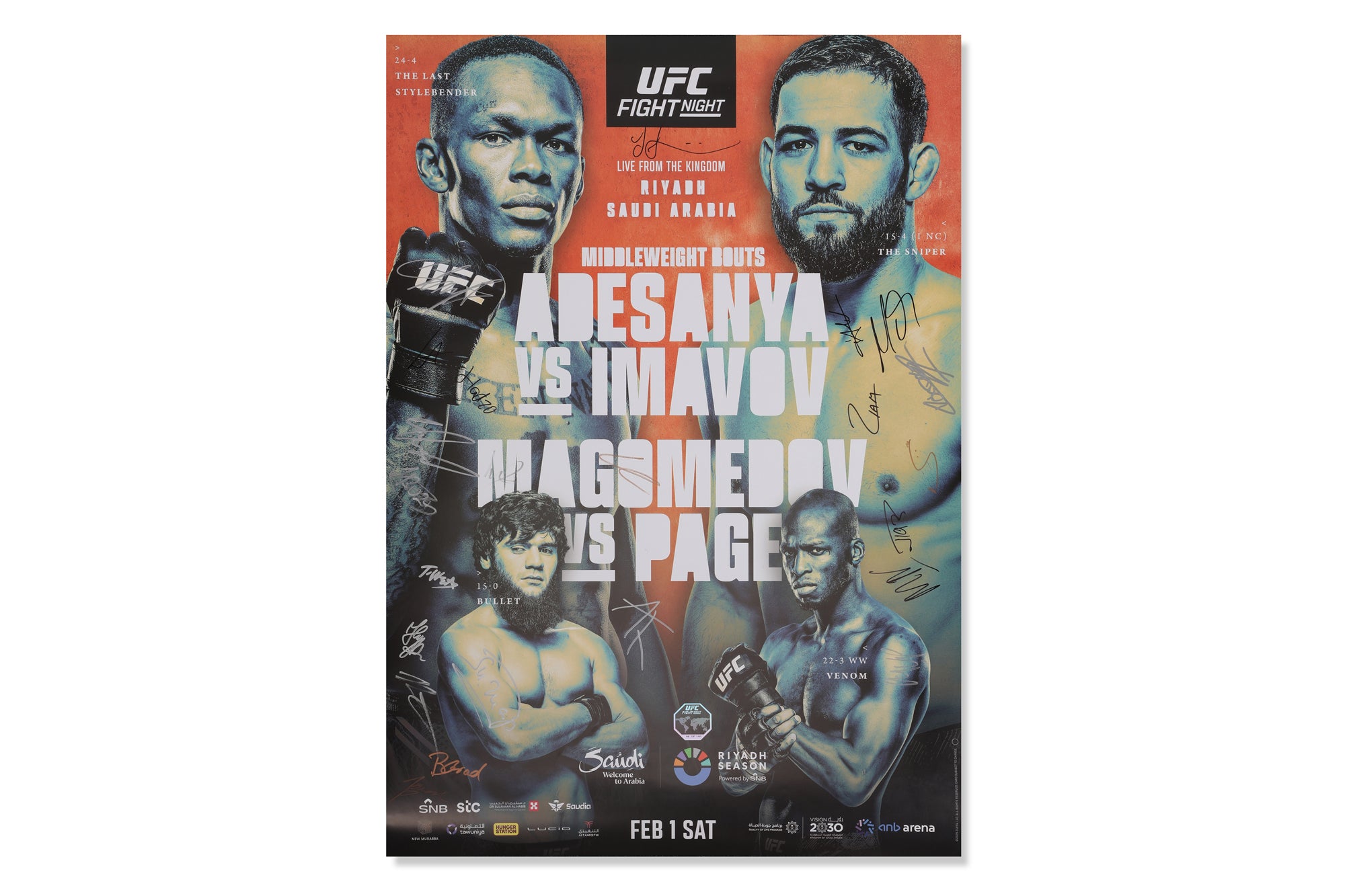 UFC Fight Night: Adesanya vs Imavov Autographed Event Poster