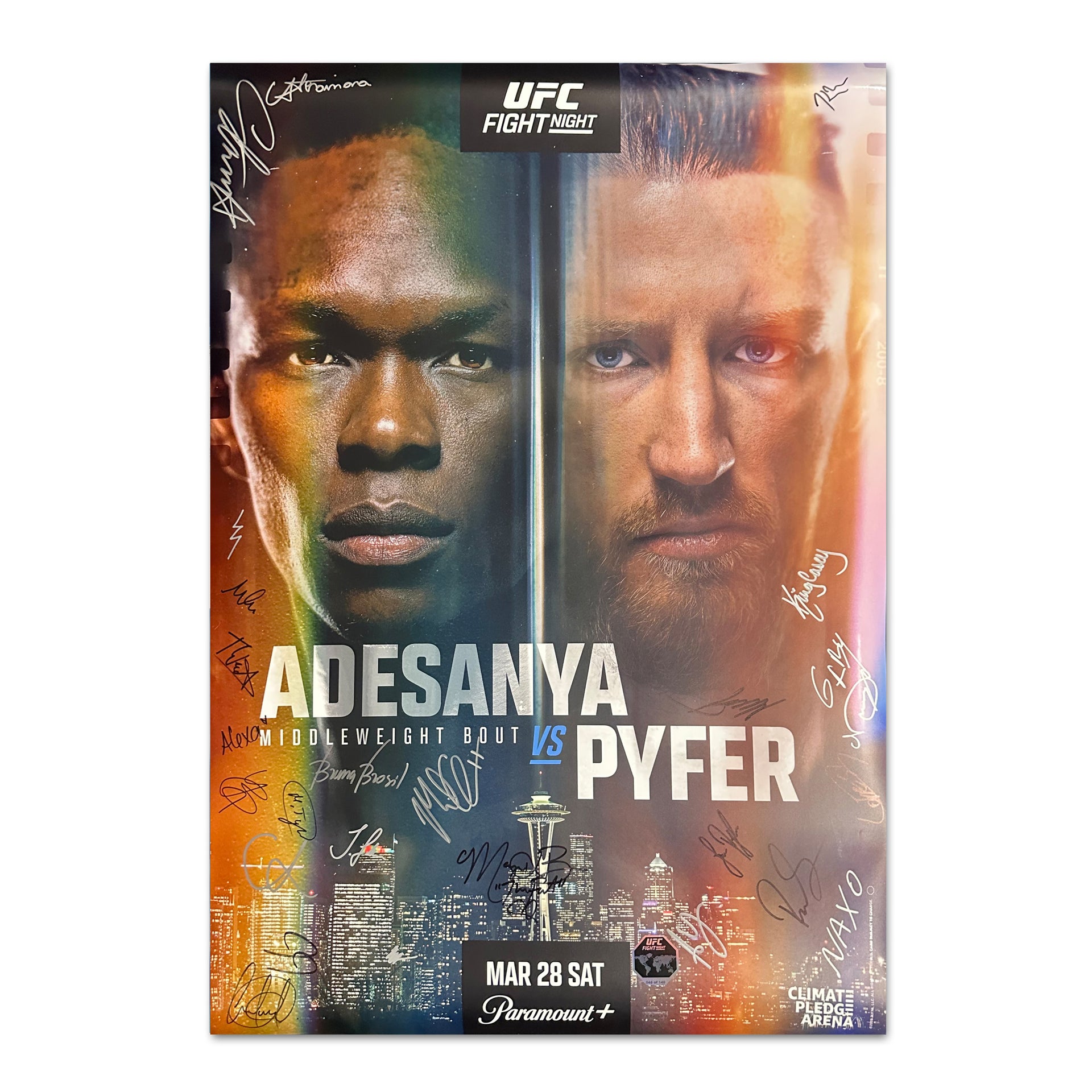 UFC Fight Night: Adesanya vs Pyfer Autographed Event Poster