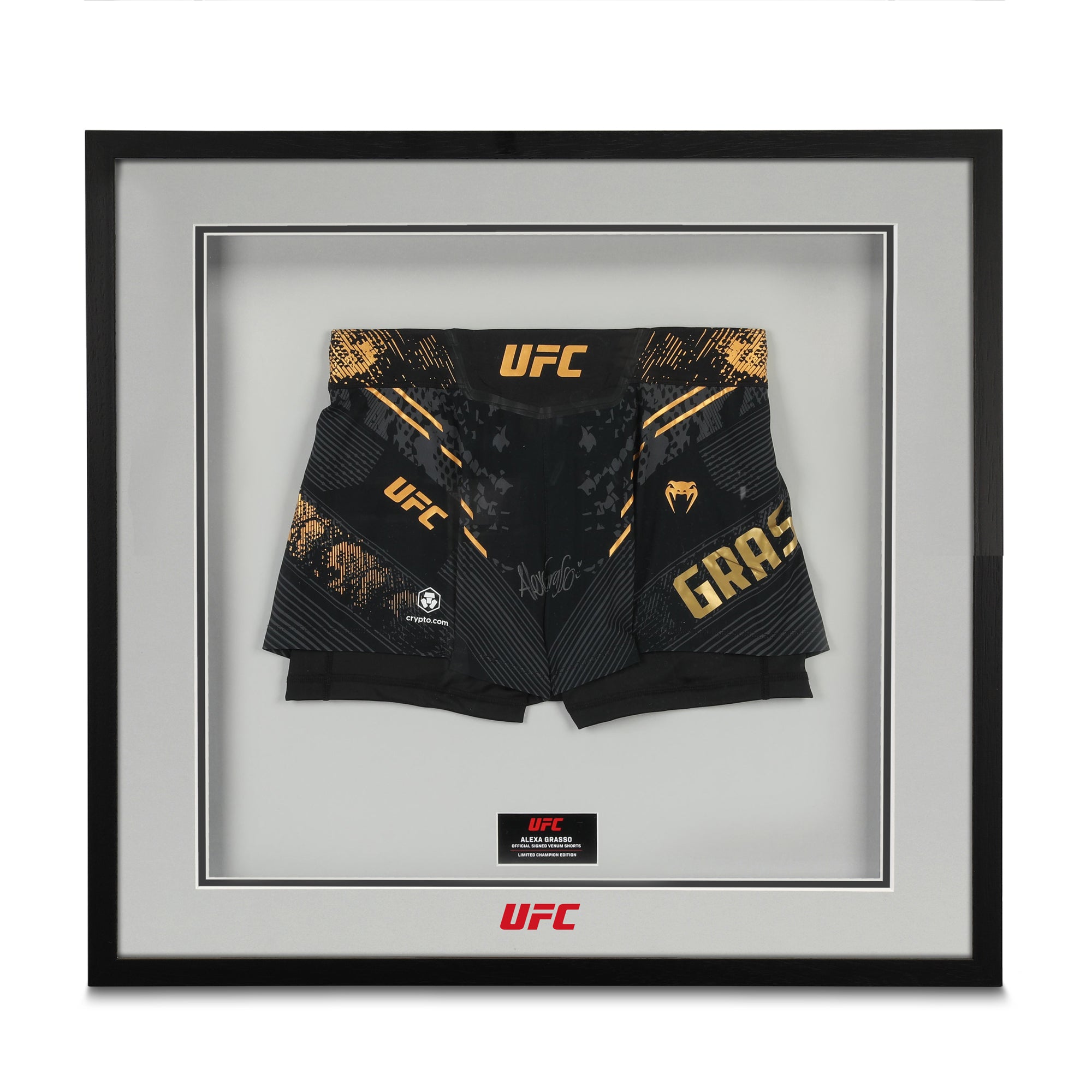 Alexa Grasso Signed UFC Venum Black Champions Fight Night Shorts