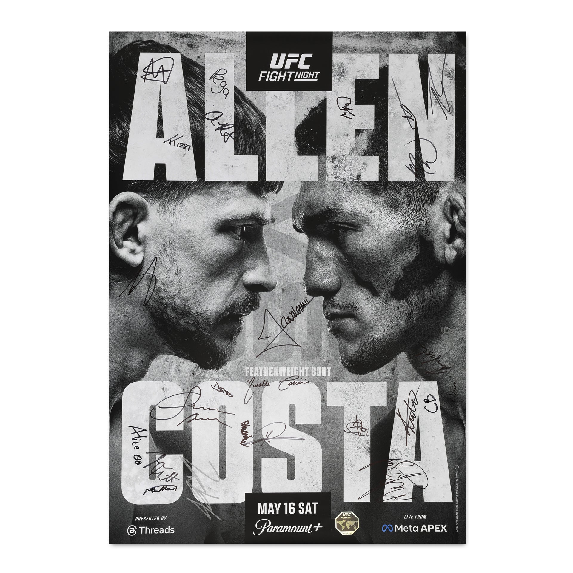 UFC Fight Night: Allen vs Costa Autographed Event Poster