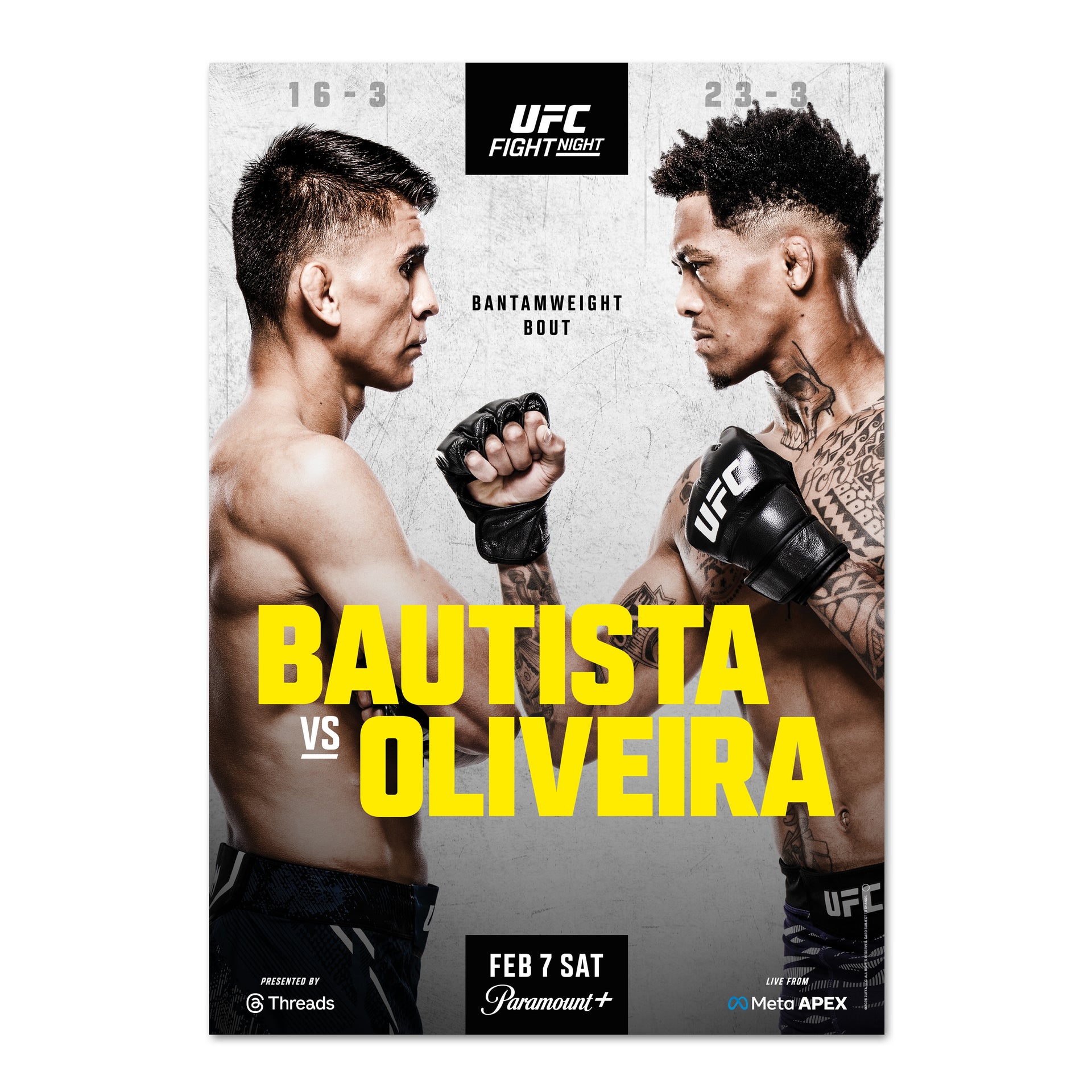 UFC Fight Night: Bautista vs Oliveira Autographed Event Poster