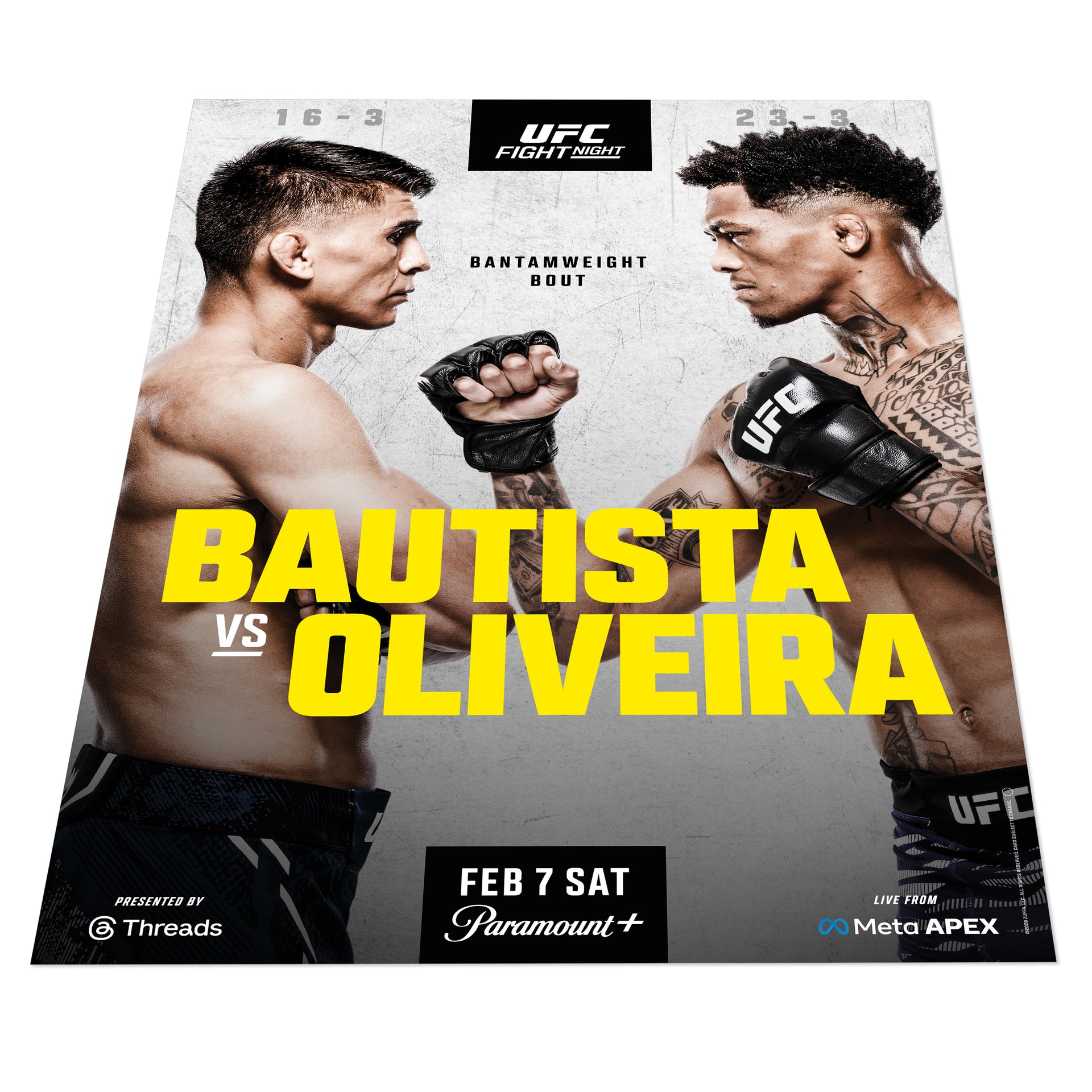 UFC Fight Night: Bautista vs Oliveira Autographed Event Poster