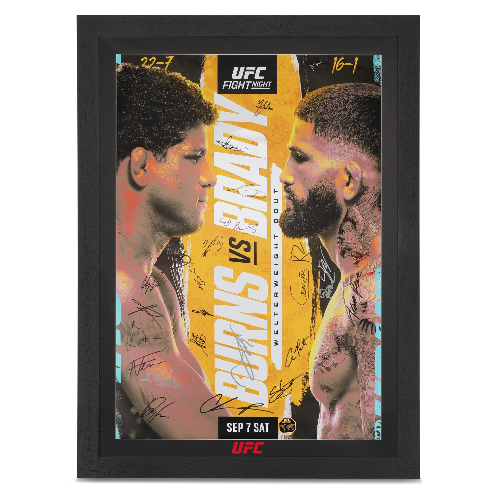 UFC Fight Night Burns vs Brady Autographed Event Poster