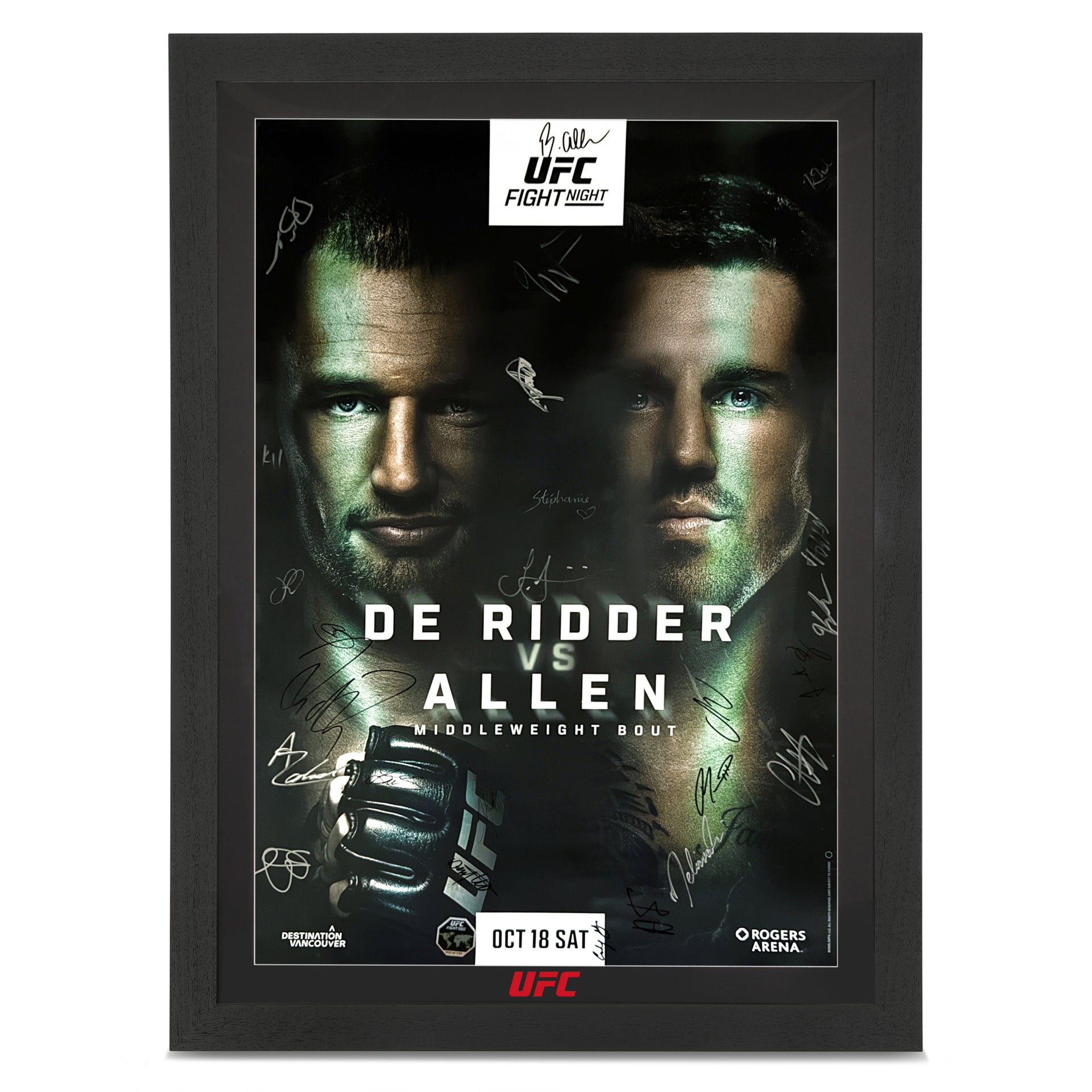 UFC Fight Night: De Ridder vs Allen Autographed Event Poster